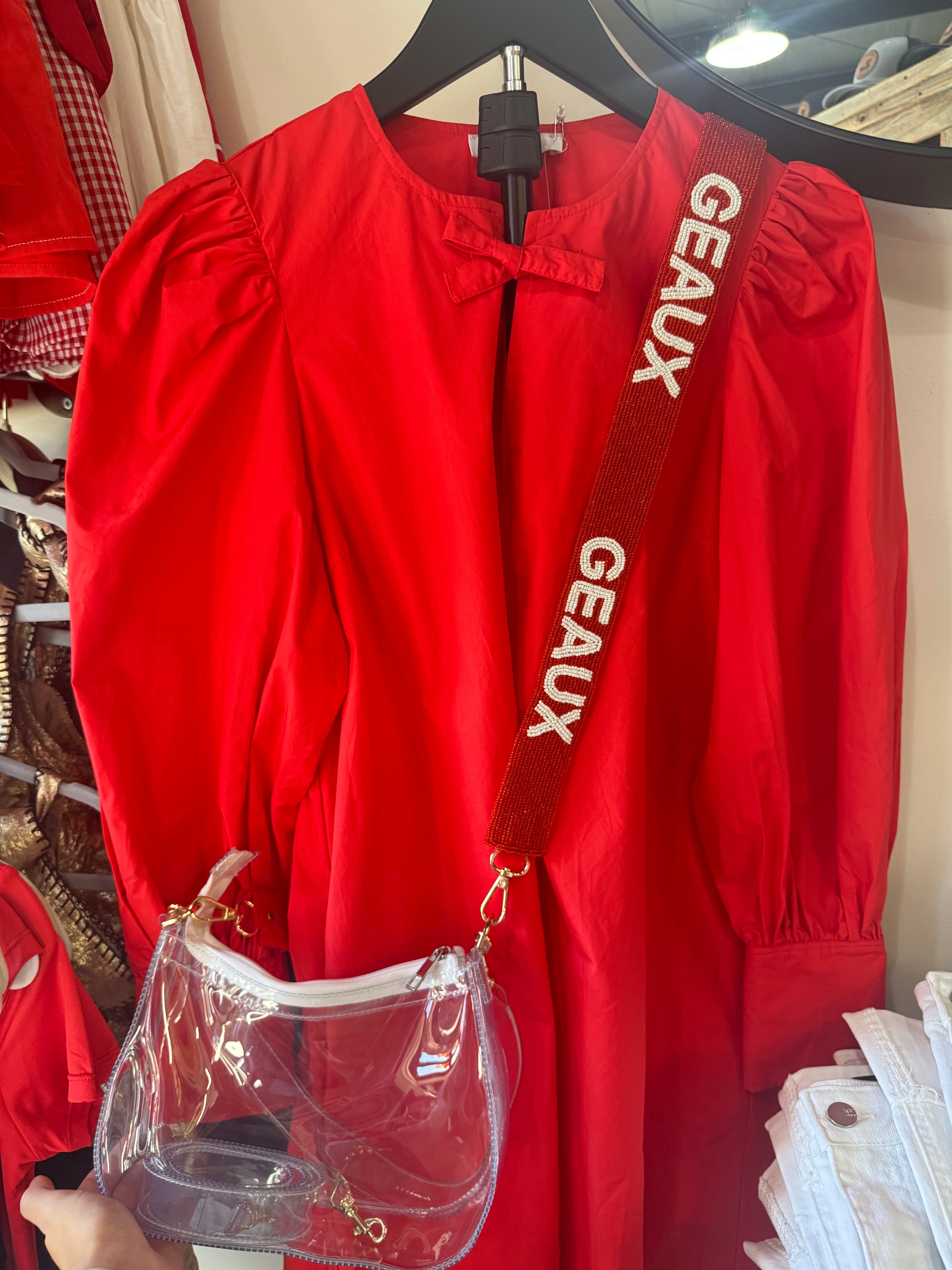 Red and White Geaux Purse Strap