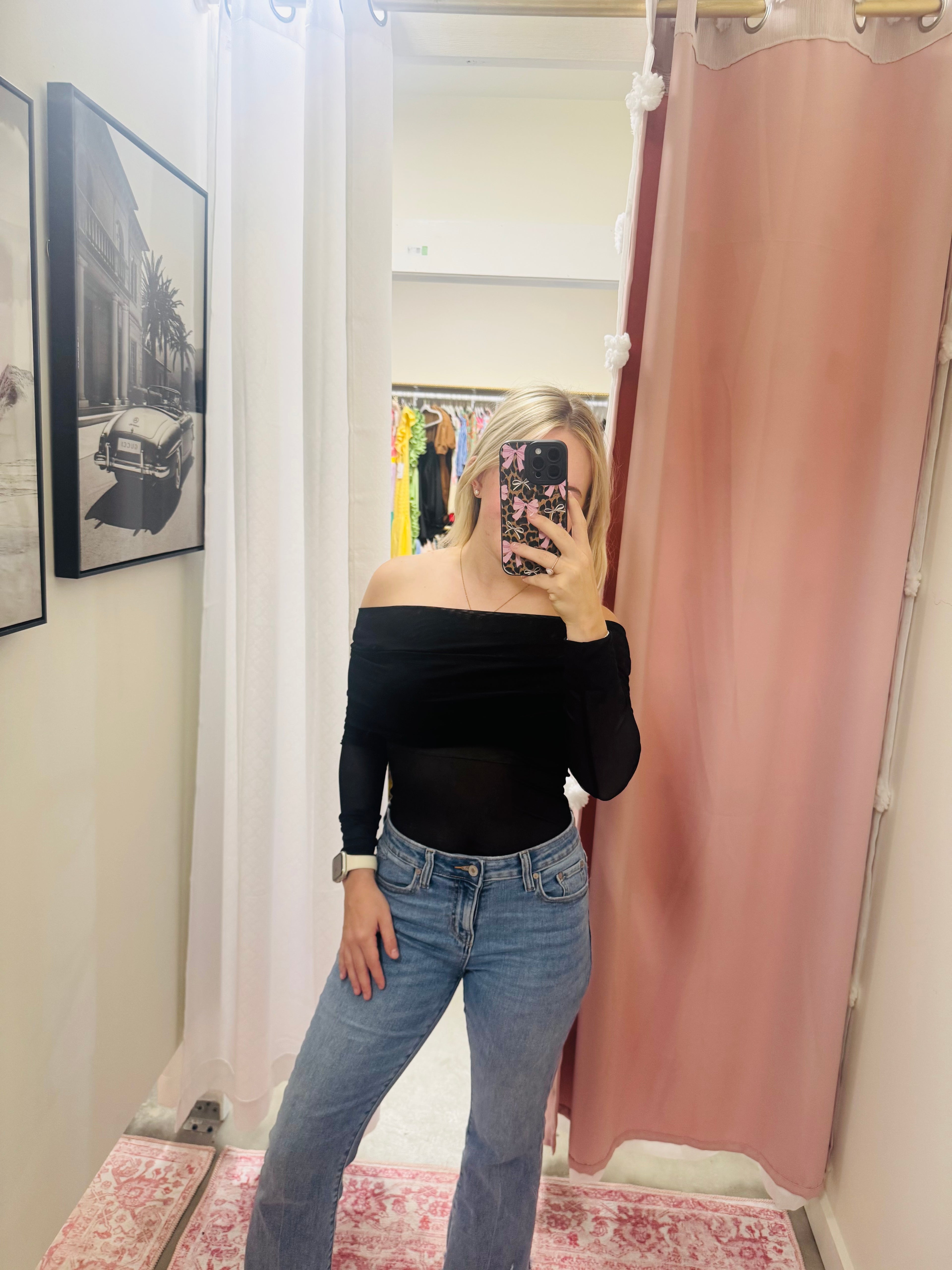 Sheer Mesh Fold Over Top