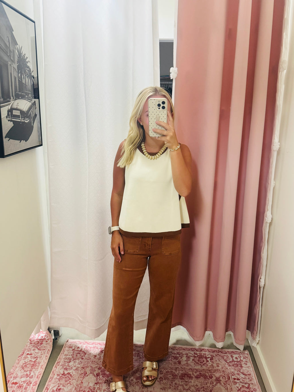 Brown Slim Wide Leg Jeans