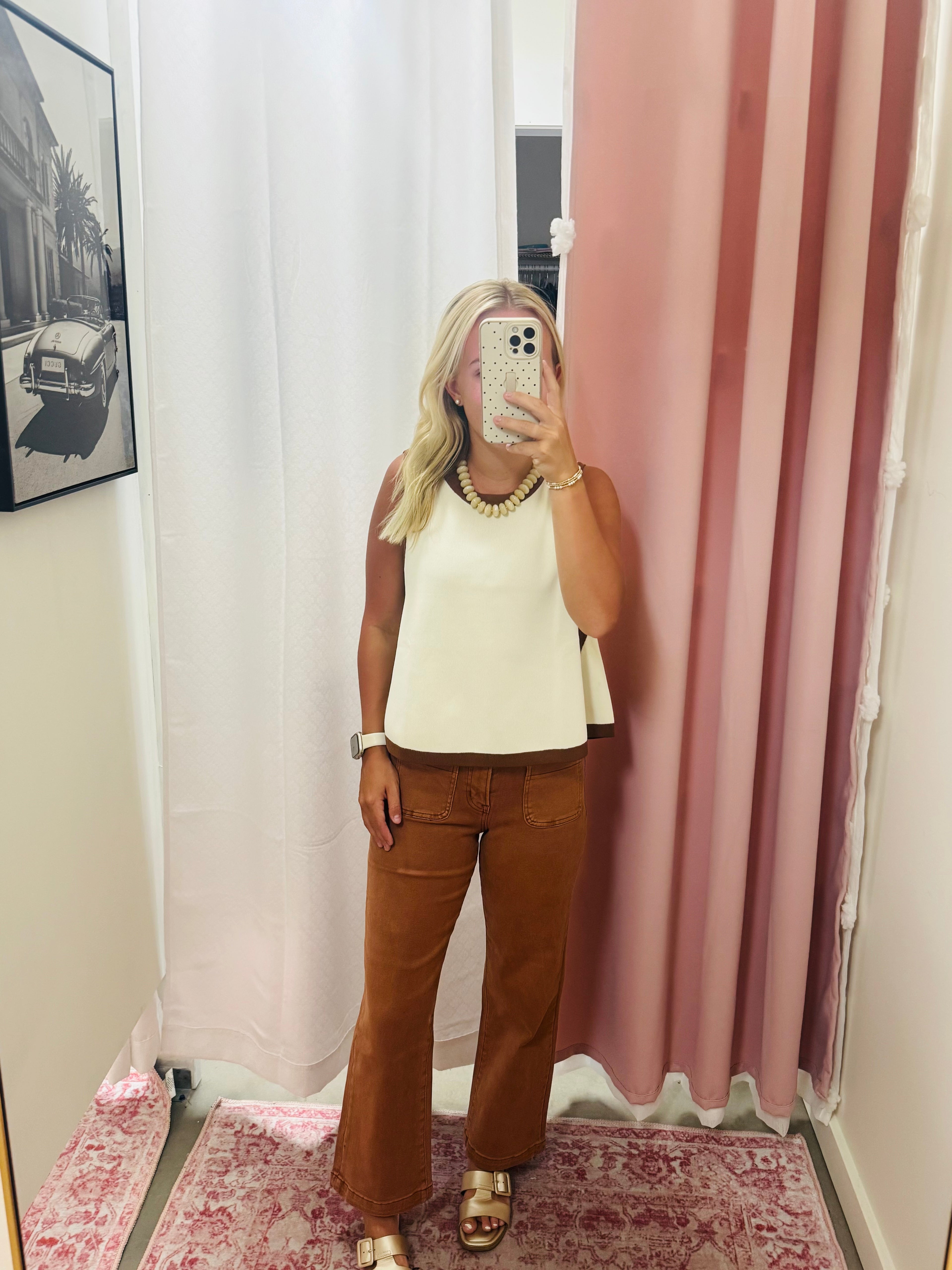 Brown Slim Wide Leg Jeans