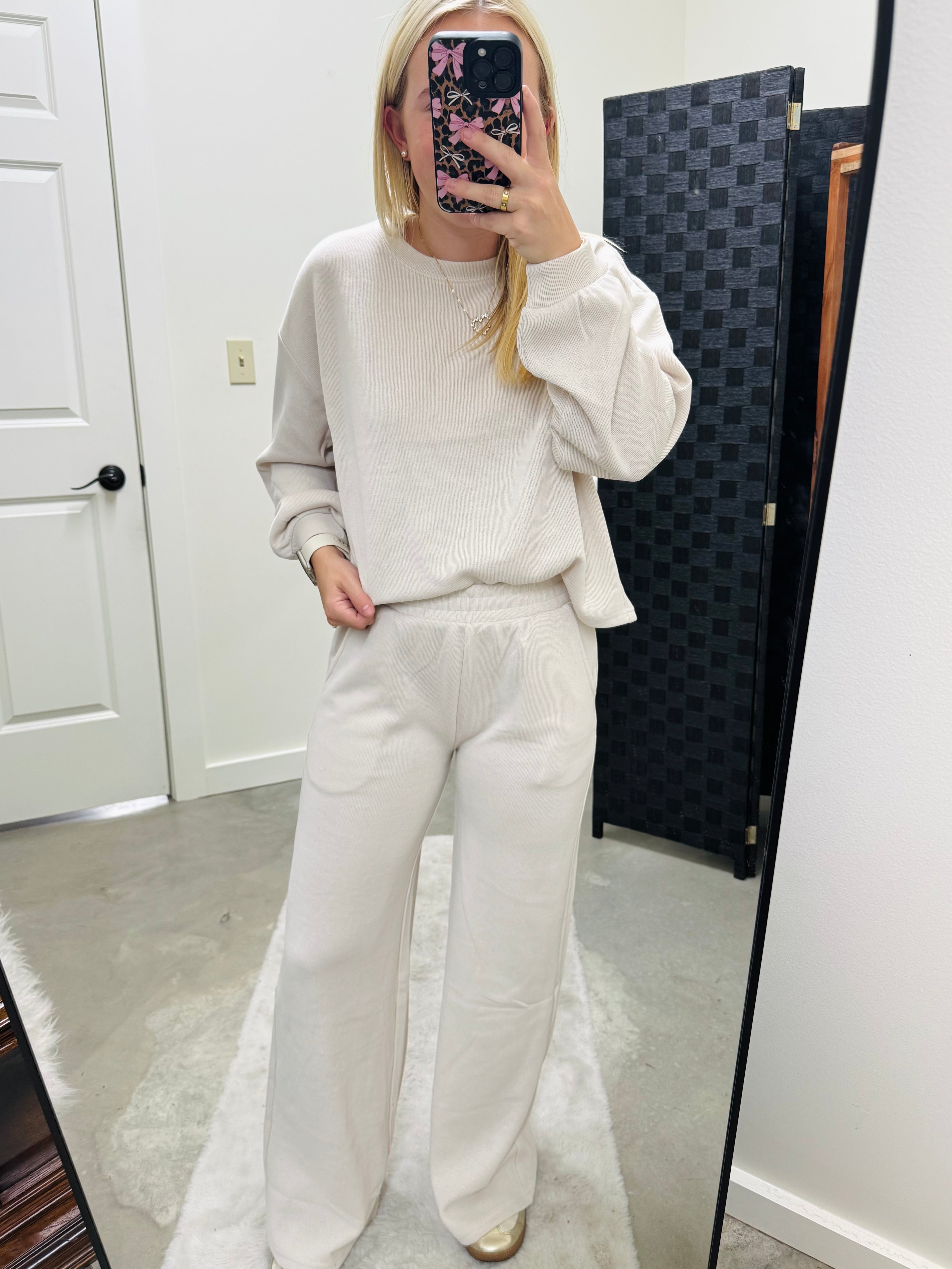 Beige Long Sleeve Pant Set