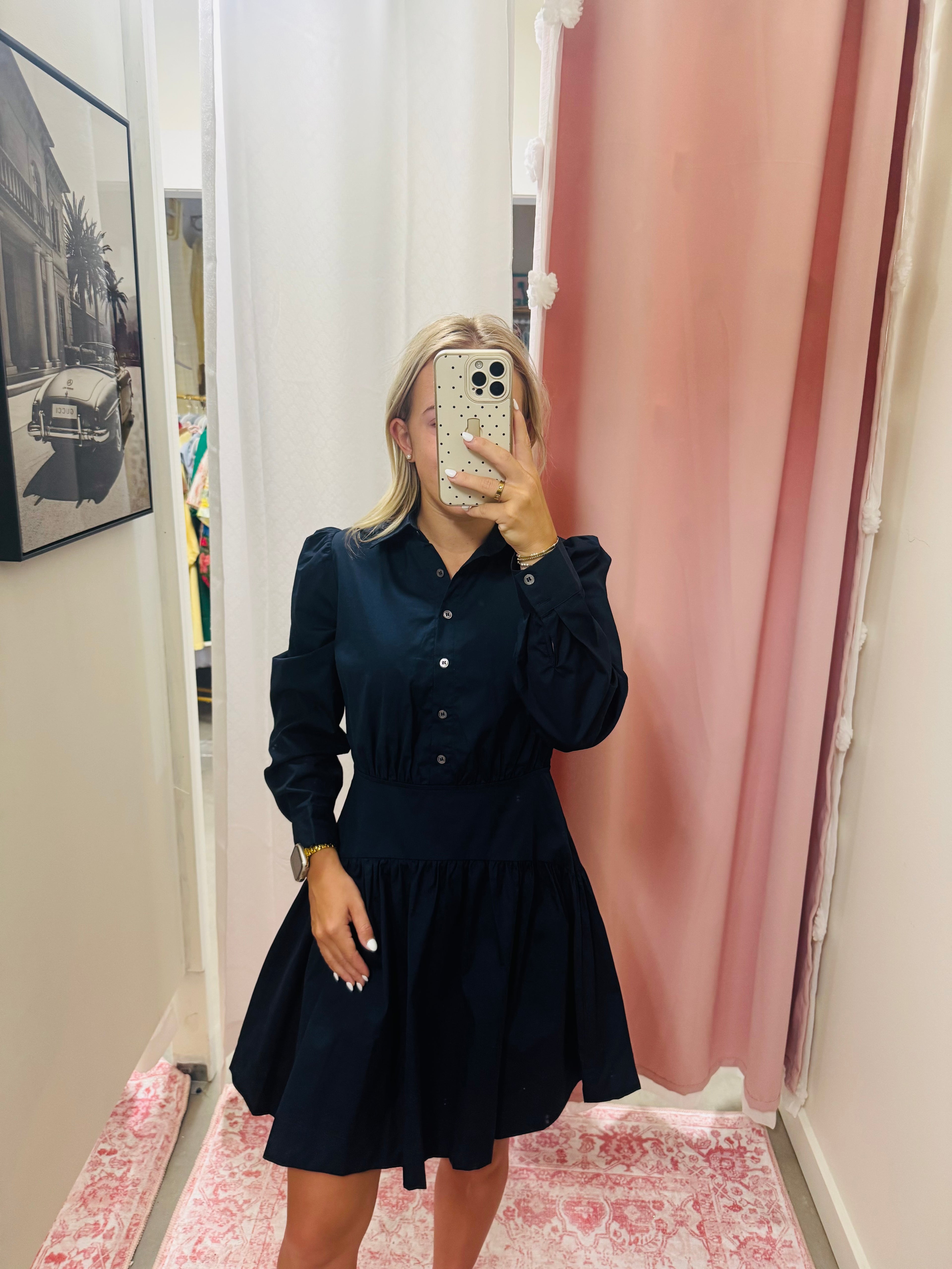Navy Drop Waist Mini Dress