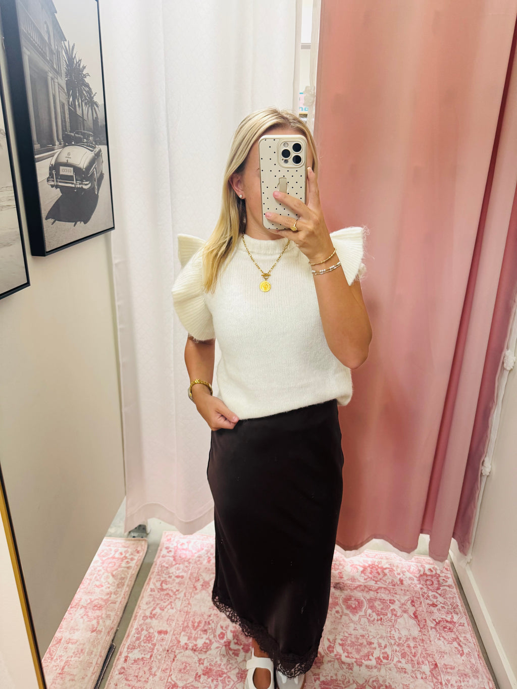 Oatmeal Flutter Sleeve Top