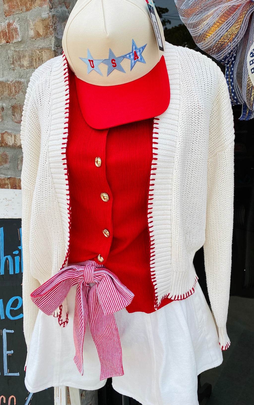 Cream Flag Cardigan