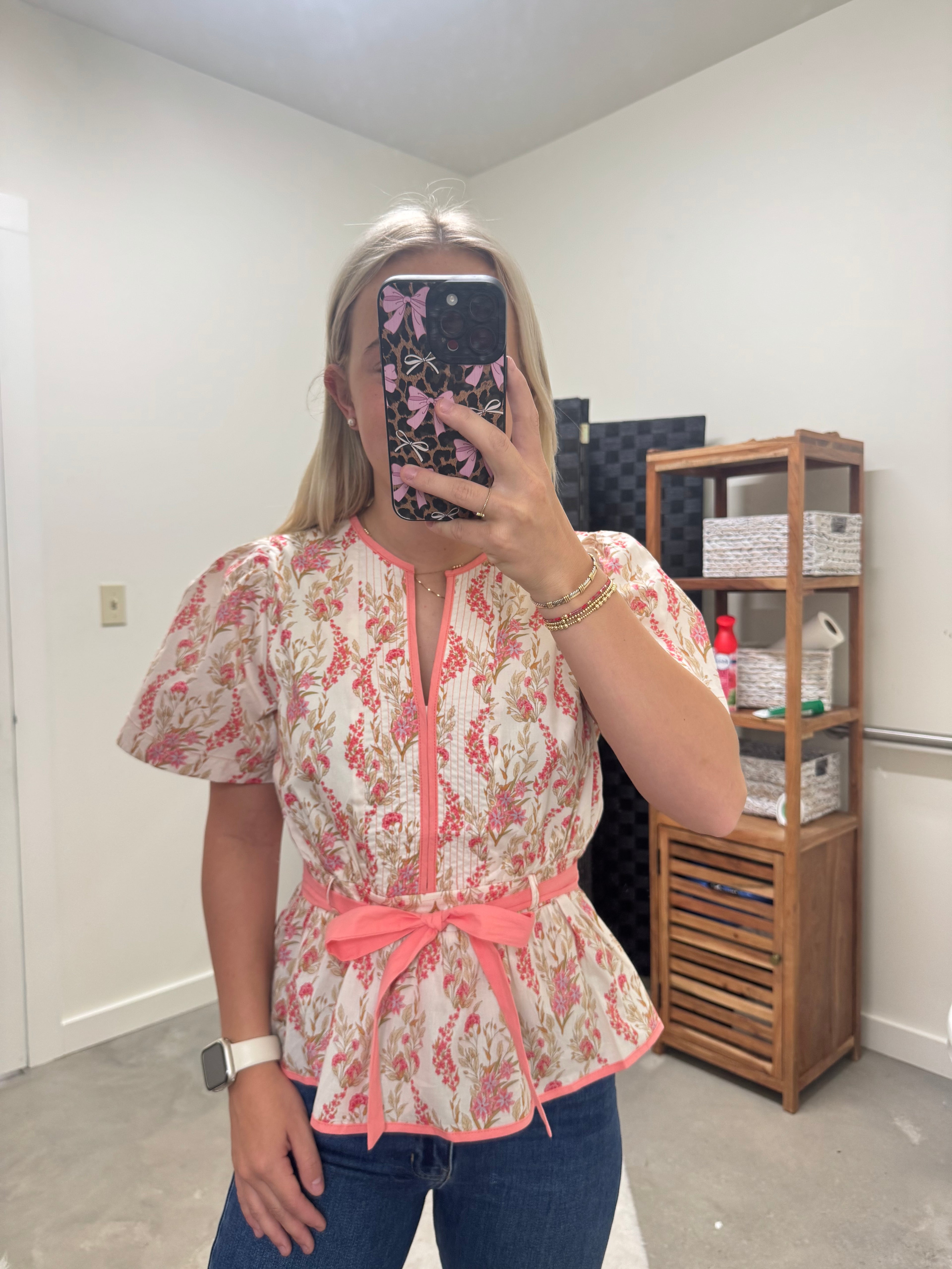 Pink Floral Peplum Top