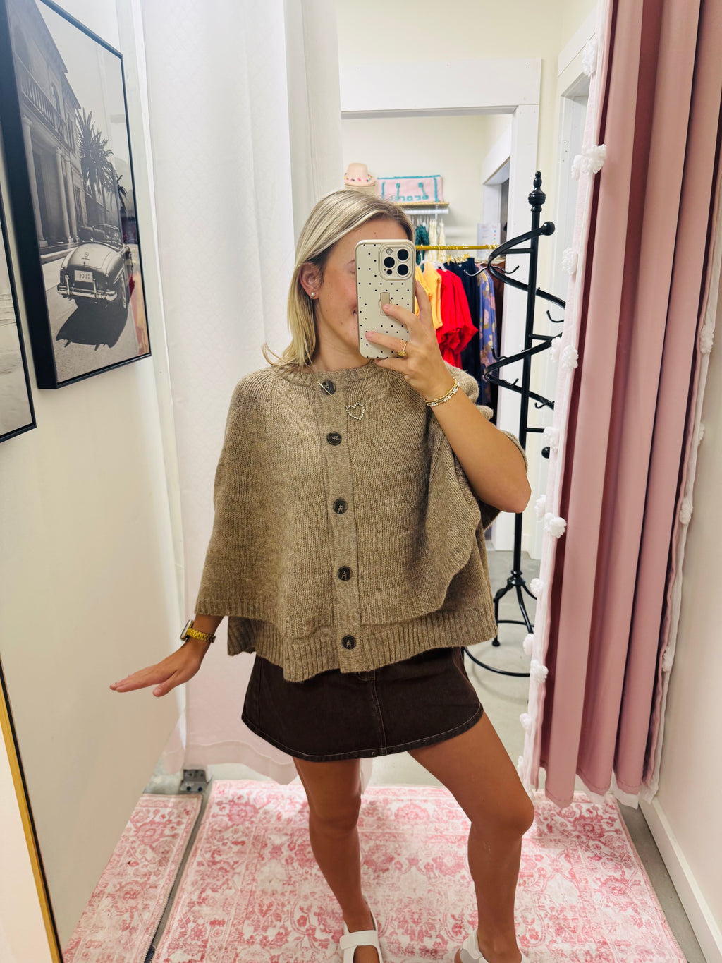 Taupe Tiered Knit Capelet