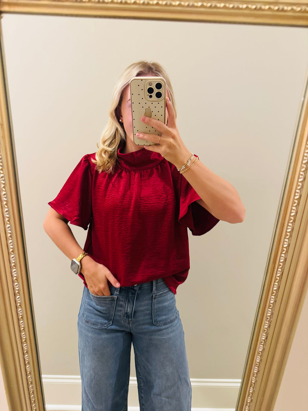 Satin Red Blouse