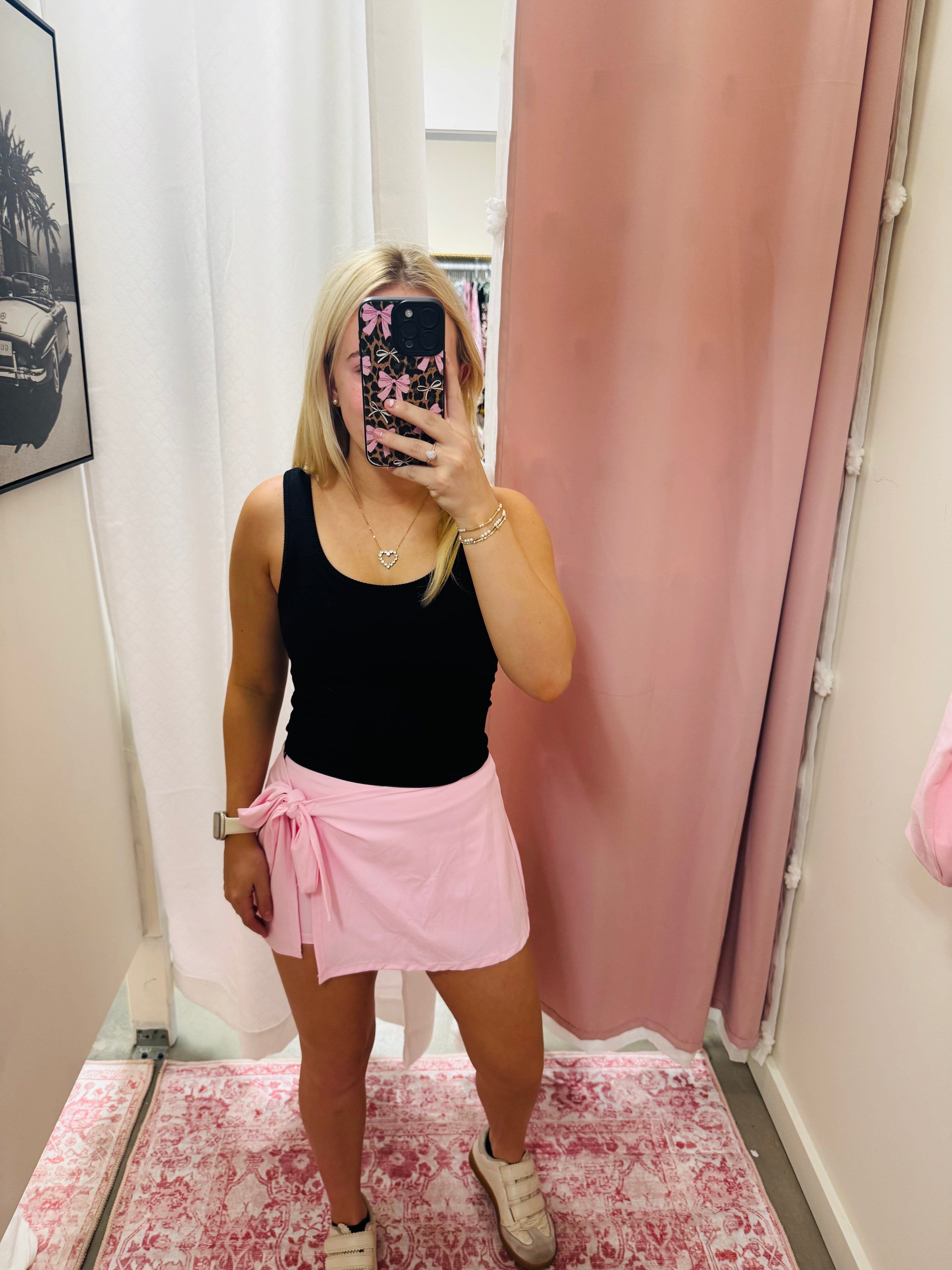 Baby Pink Wrap Tie Skort
