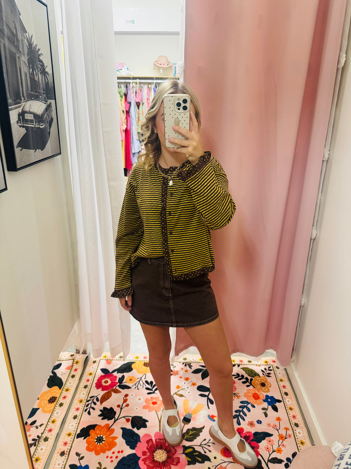 Brown and Mustard Patterned Cardigan