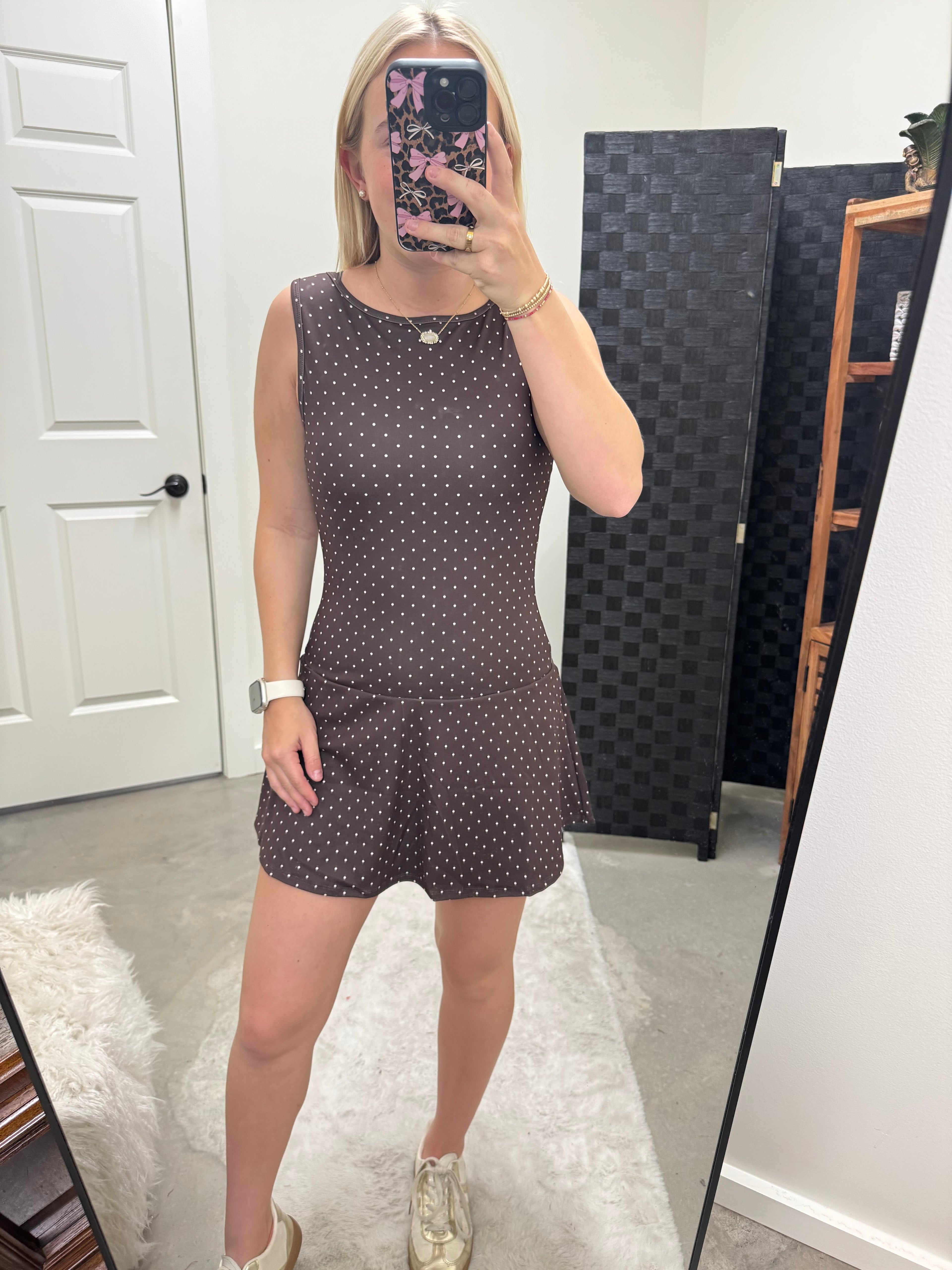 Brown Polka Dot Athletic Dress