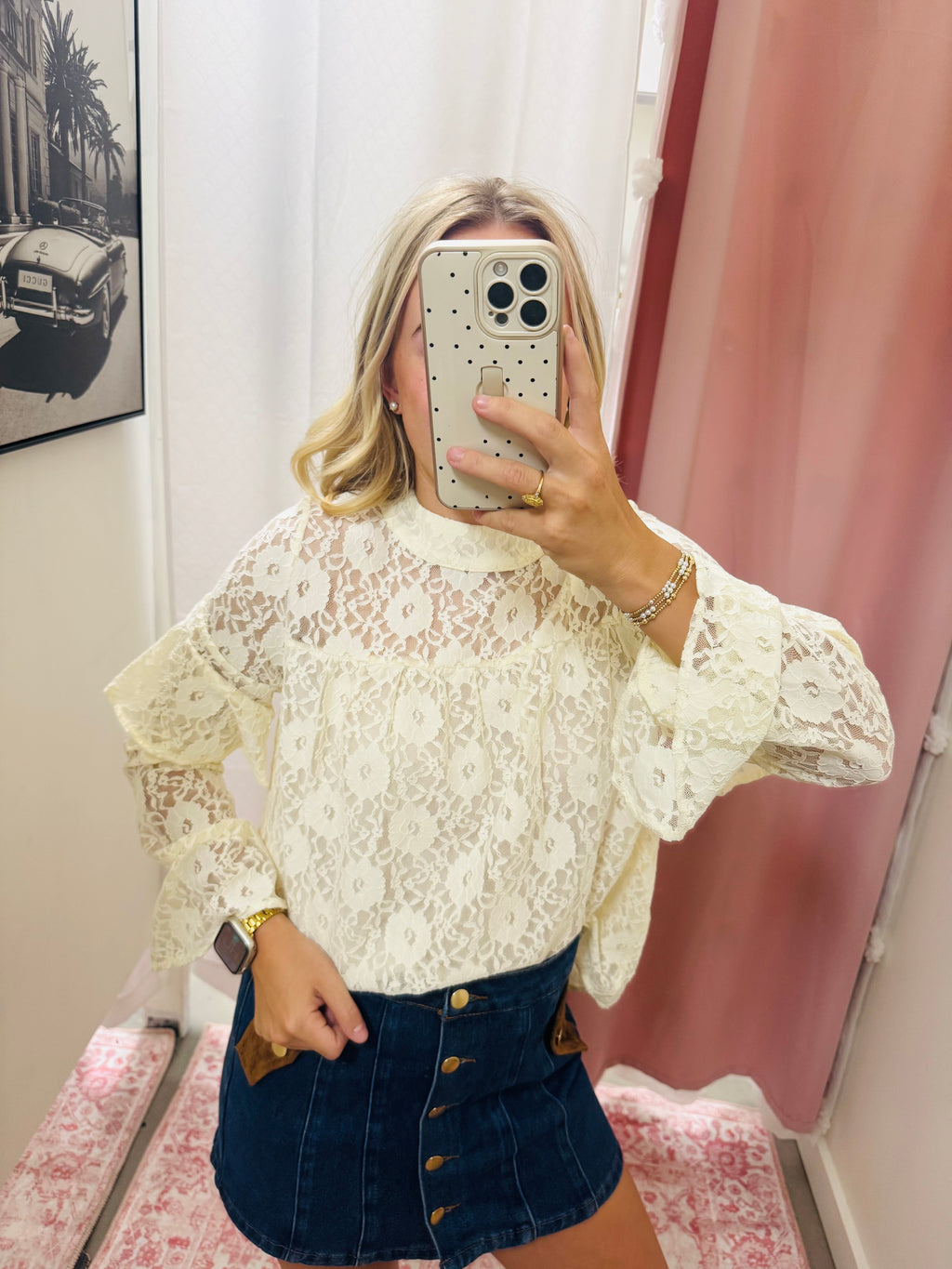 Lace Mock Neck Blouse