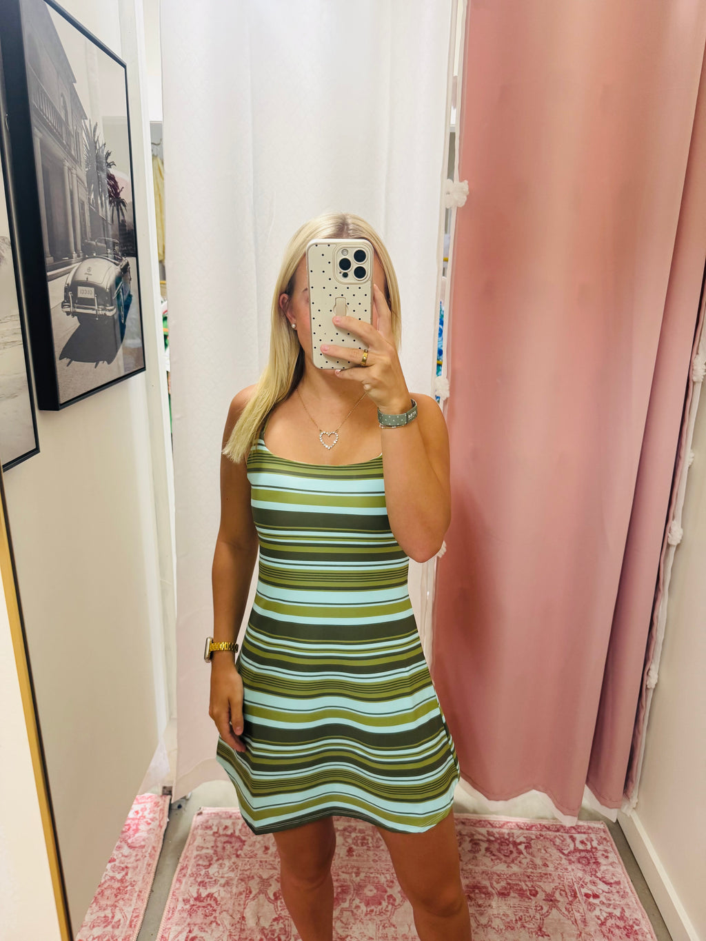 Green and Blue Stripe Athletic Dress