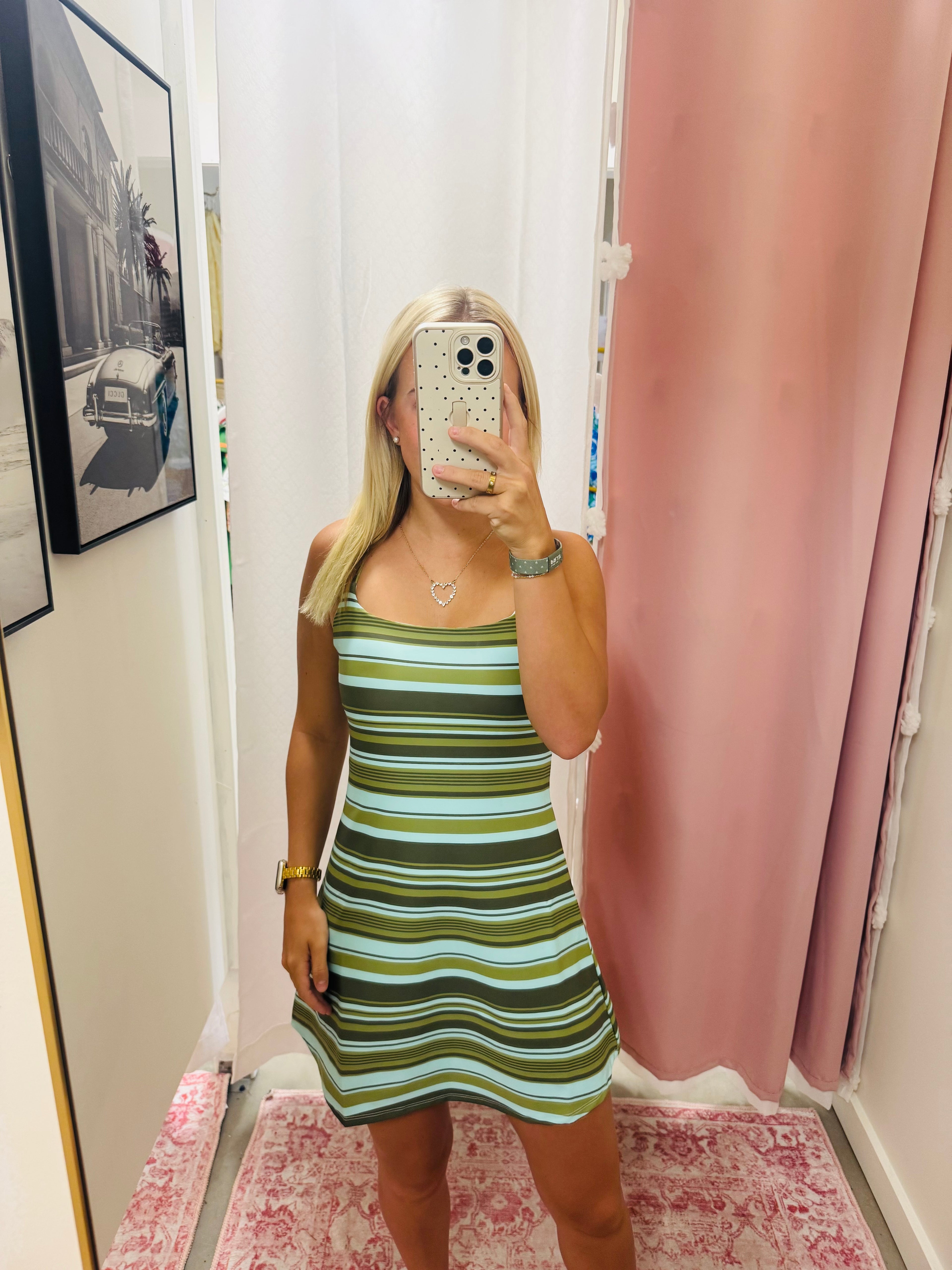 Green and Blue Stripe Athletic Dress