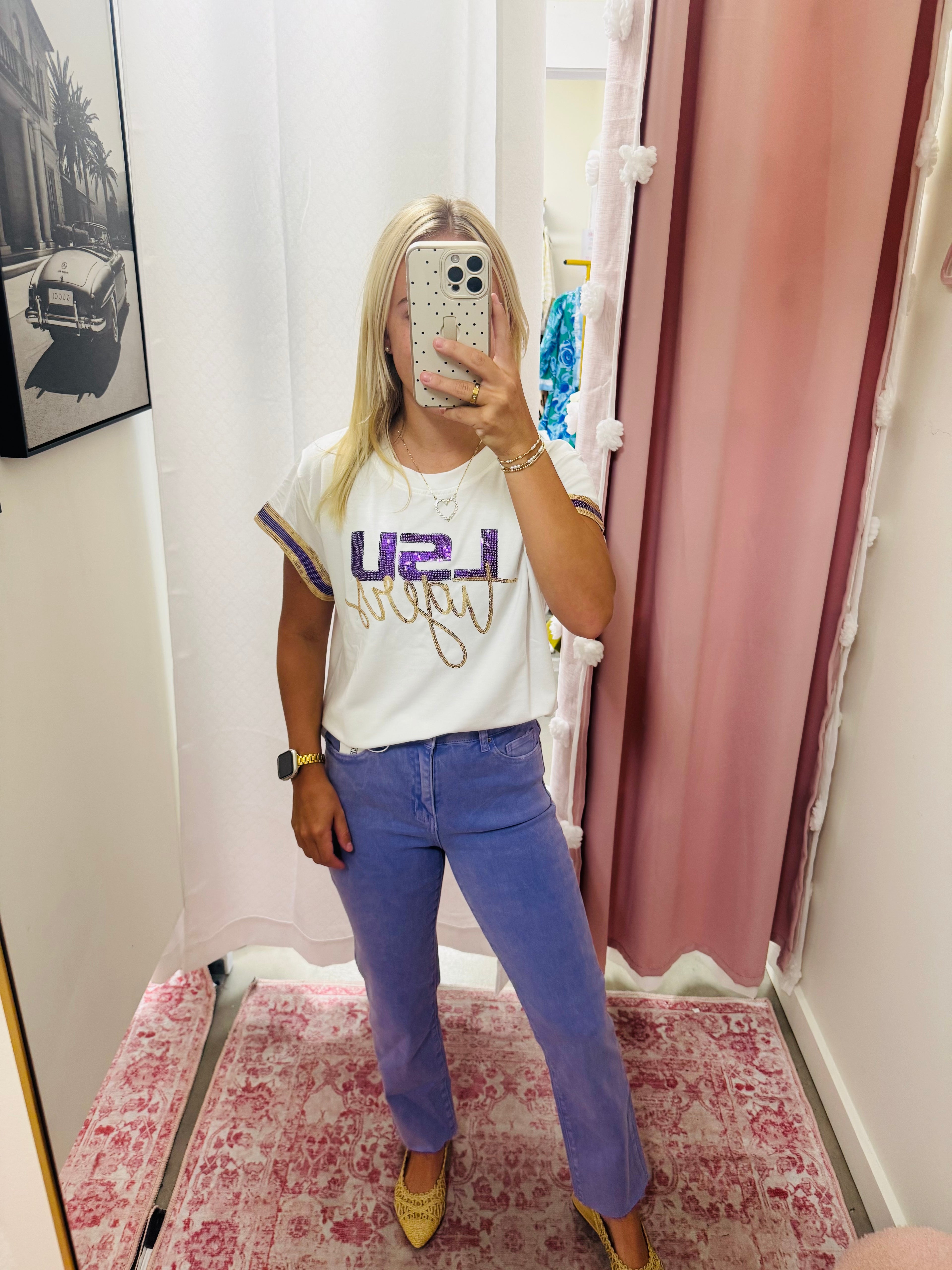 White LSU Tiger Top