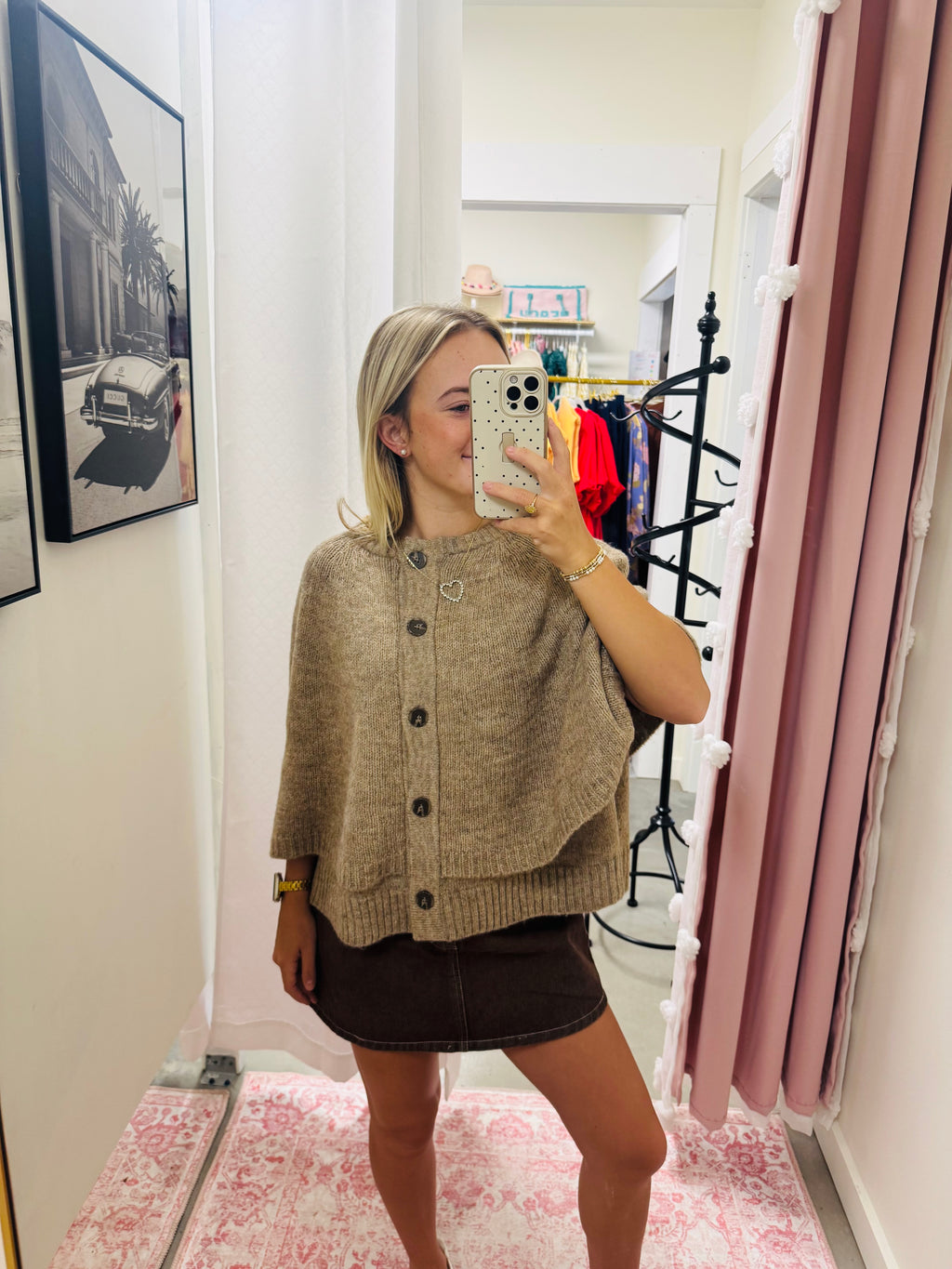 Taupe Tiered Knit Capelet