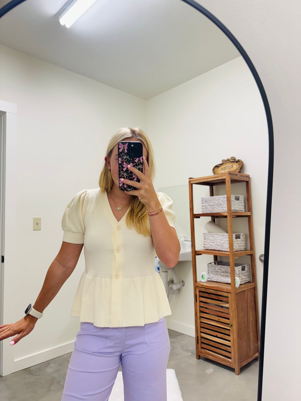 Cream Peplum Rib Top