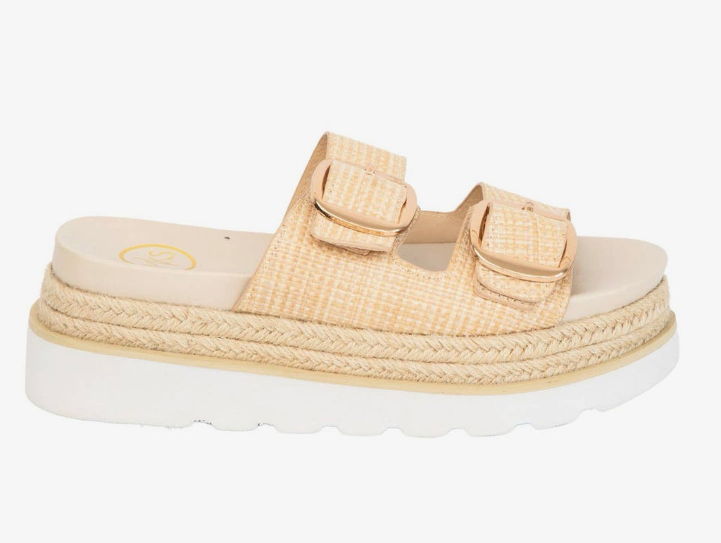 Nude Raffia Platform Sandal