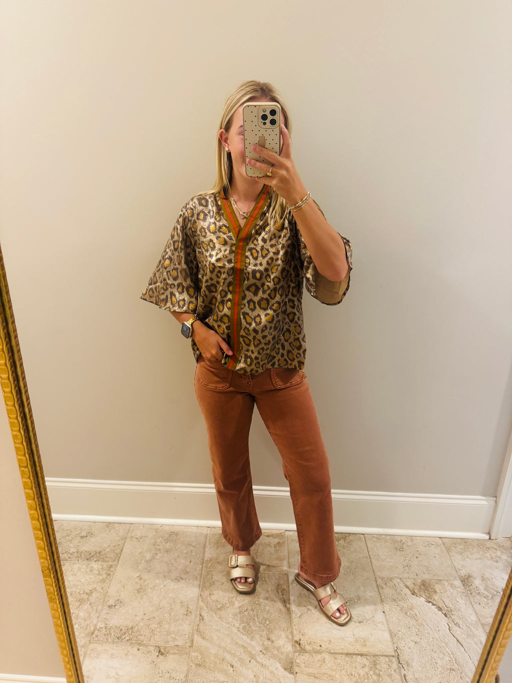 Silk Metallic Leopard Top