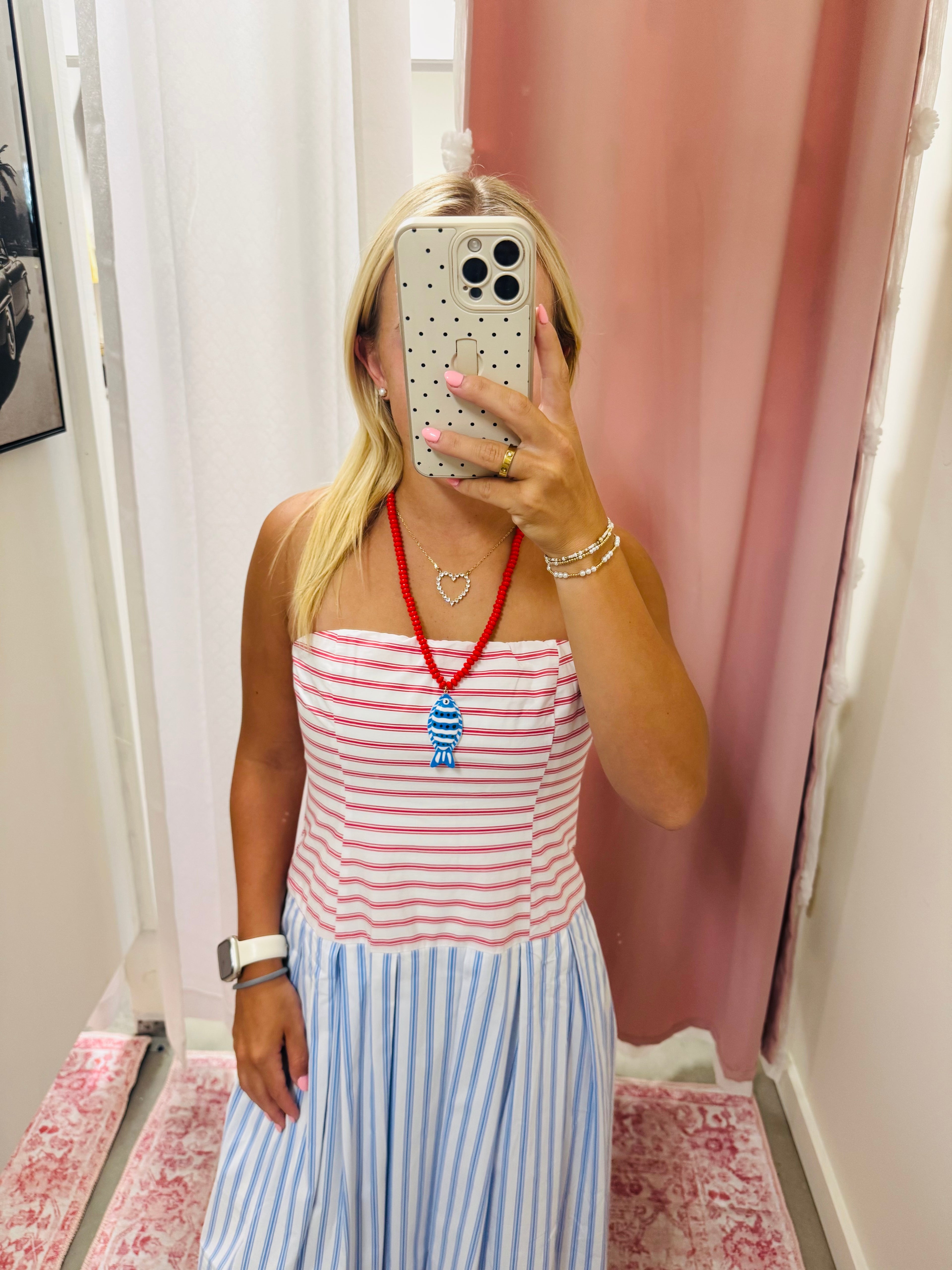 Red and Blue Fish Necklace