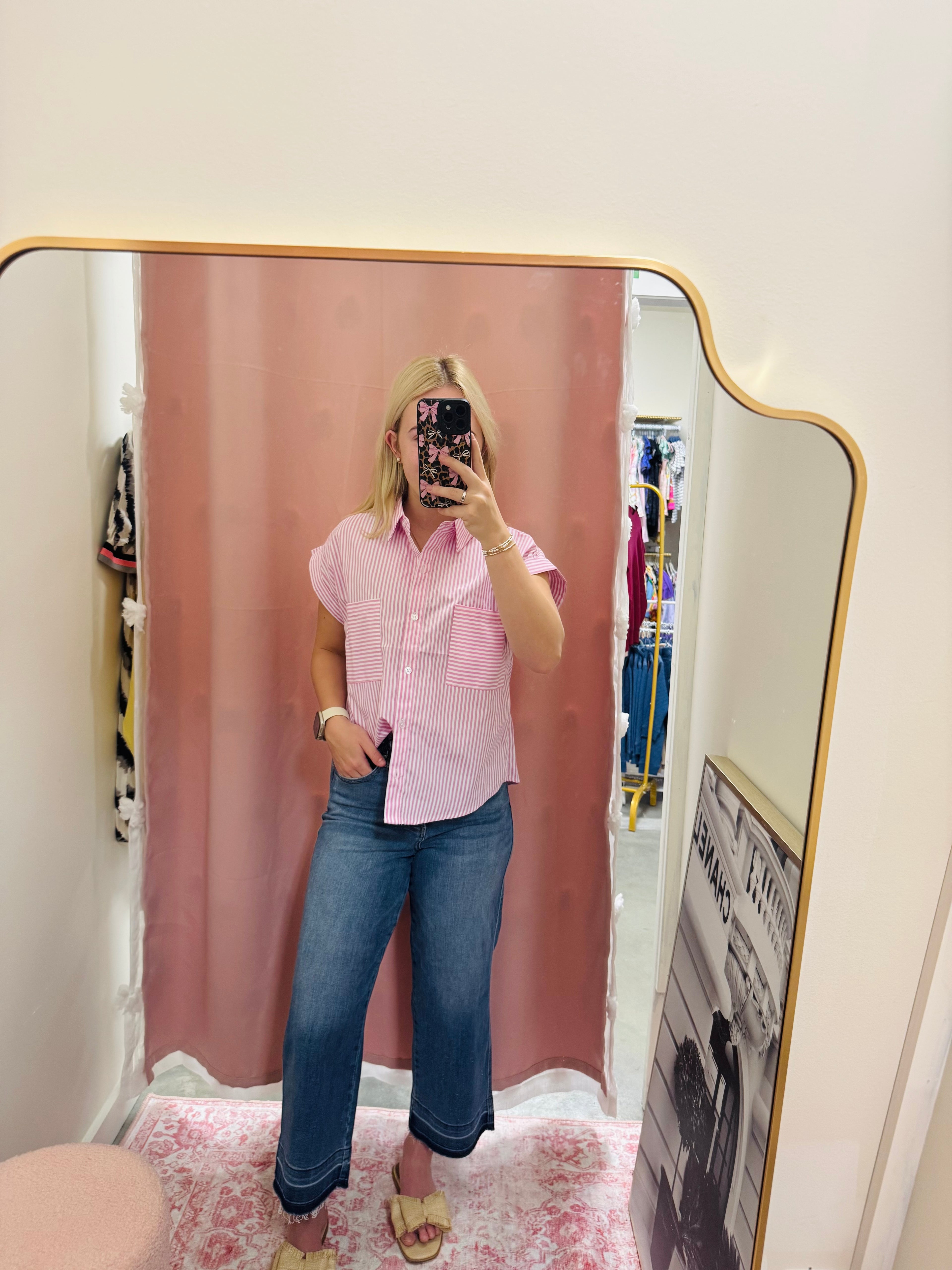 Pink Short Sleeve Blouse