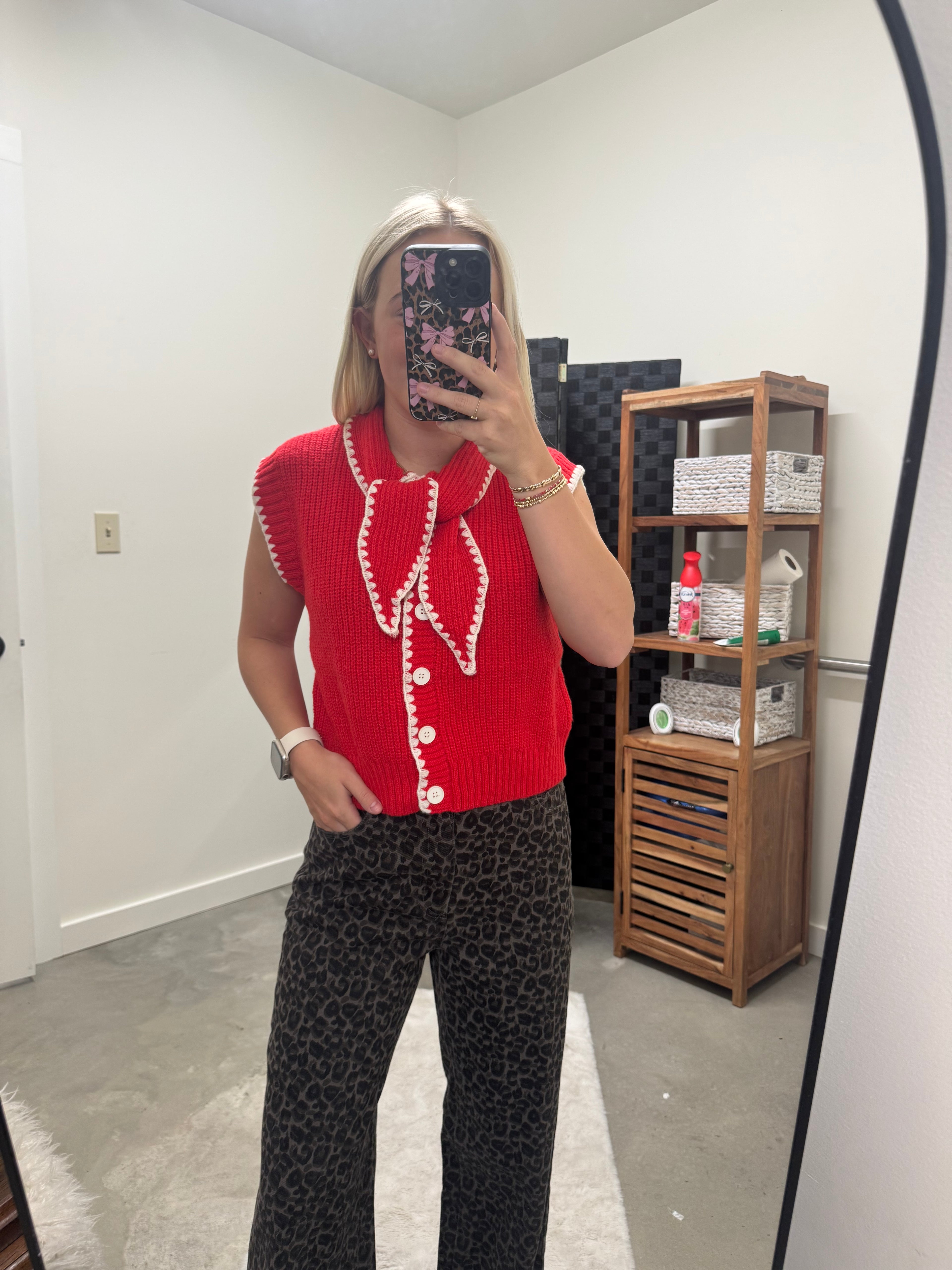 Red and White Sweater Vest