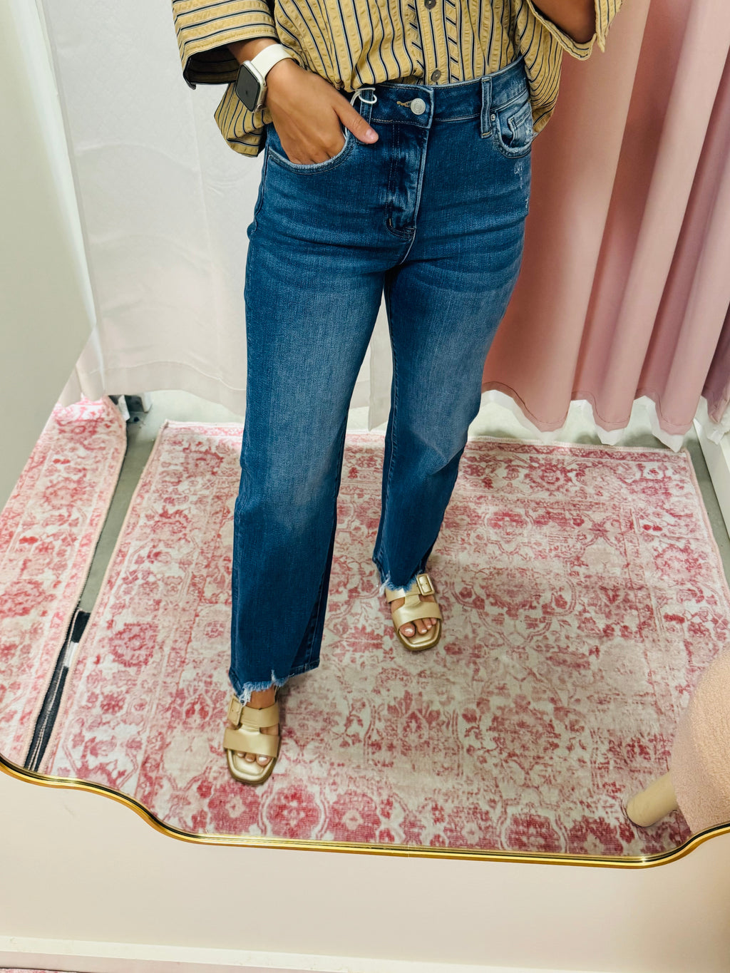 Distressed Hem Jeans