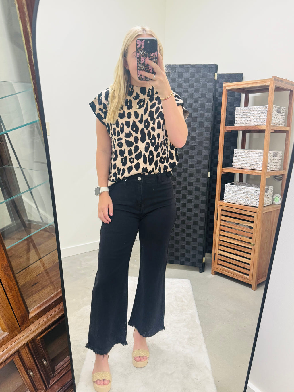 Black Cheetah Sweater Top