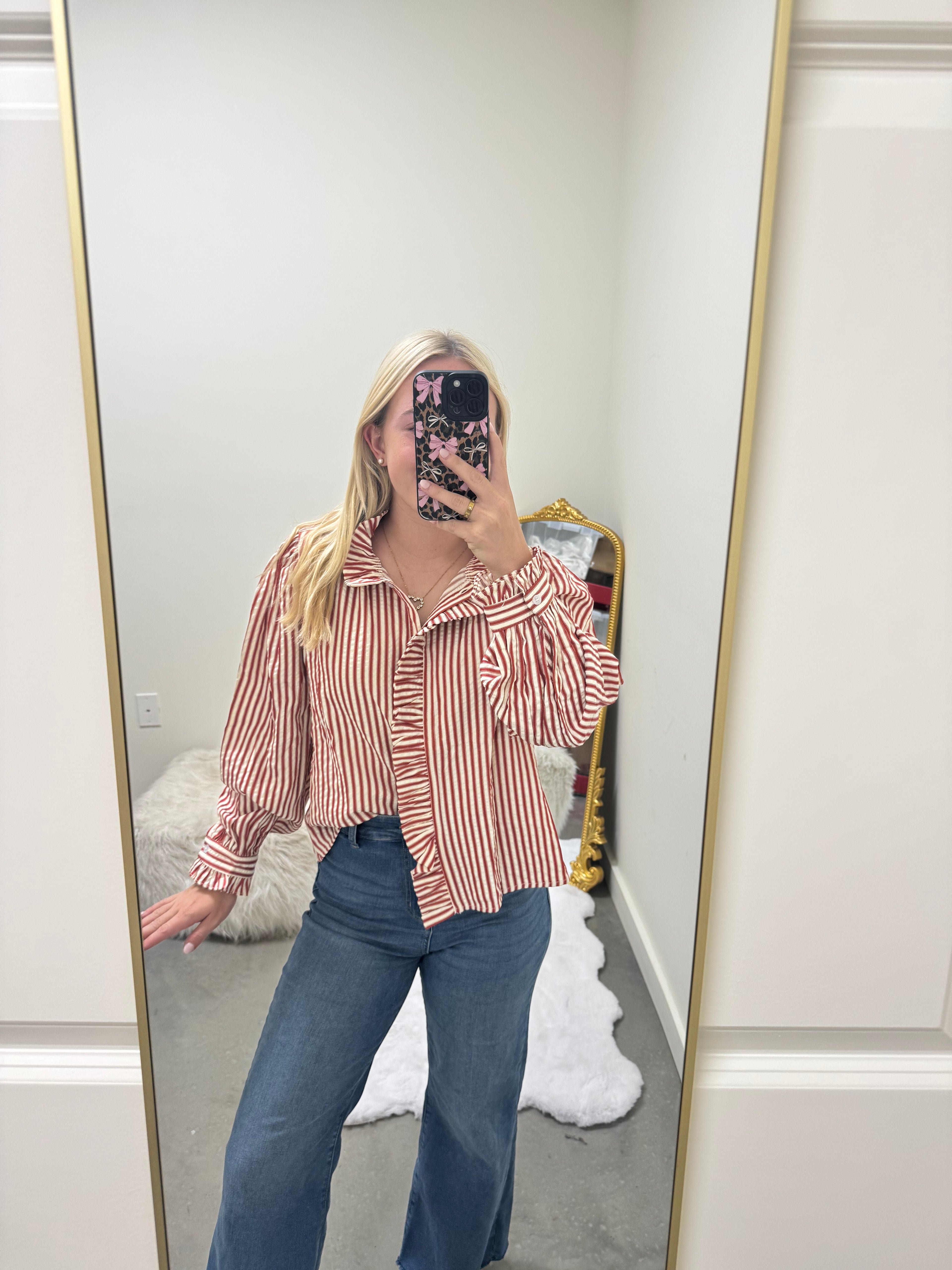 Red Striped Blouse