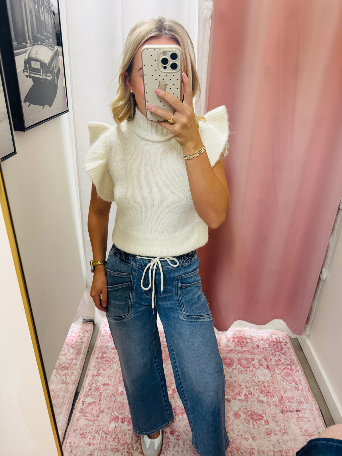 Drawstring Wide Leg Jean