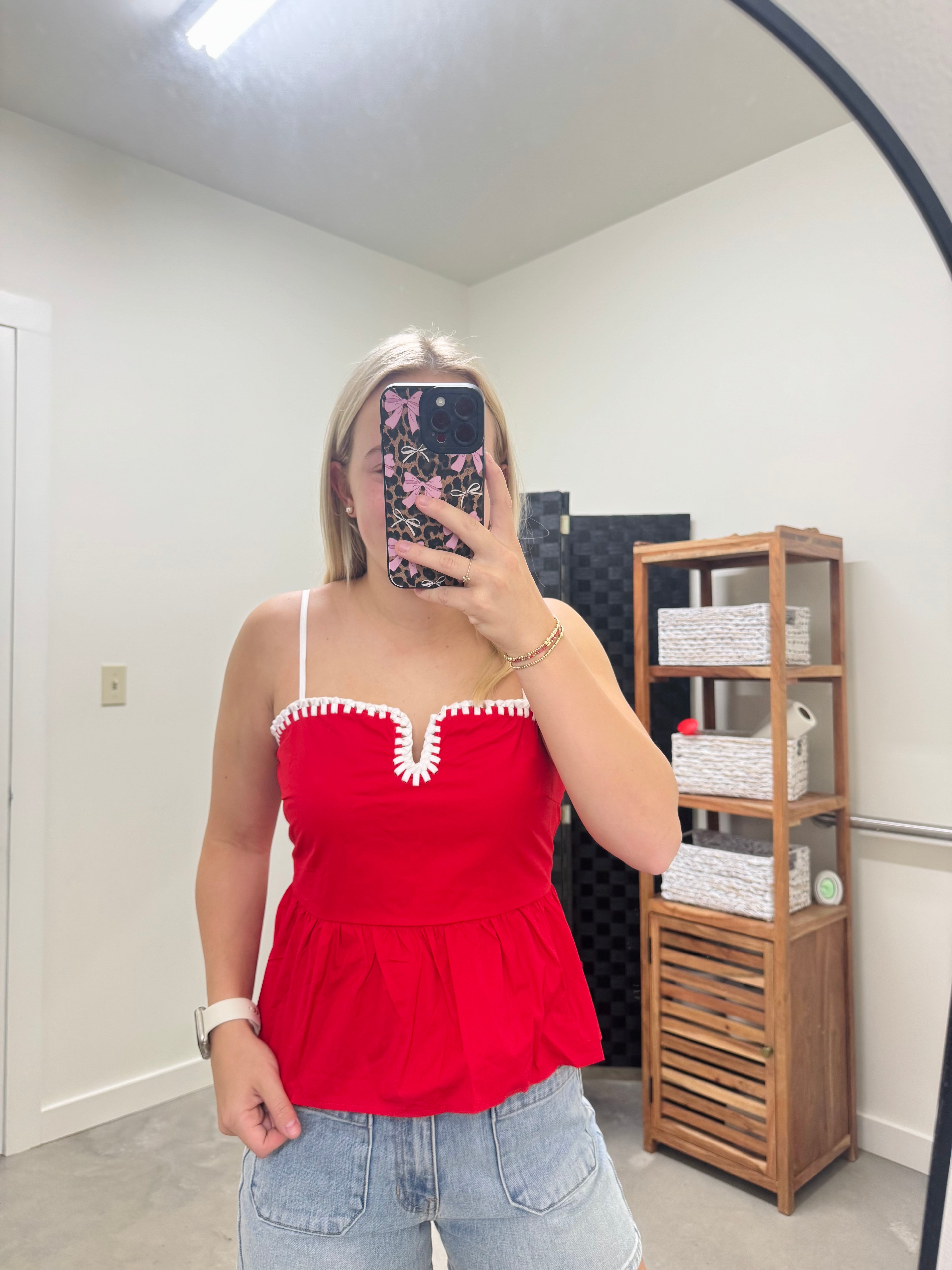 Red Peplum Flare Top