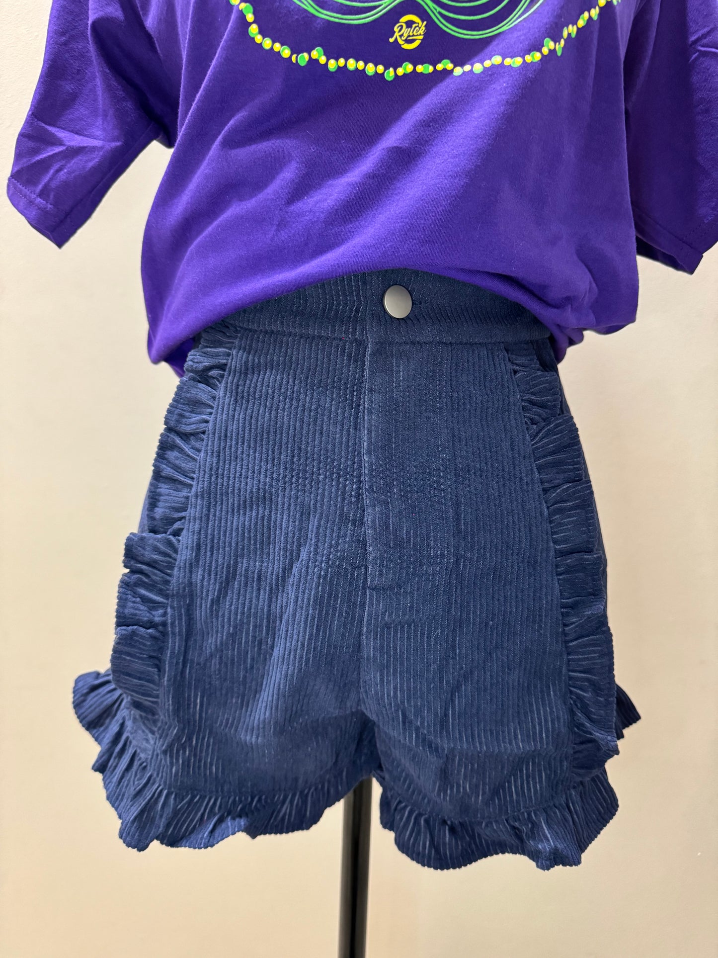 Ruffle Corduroy Short