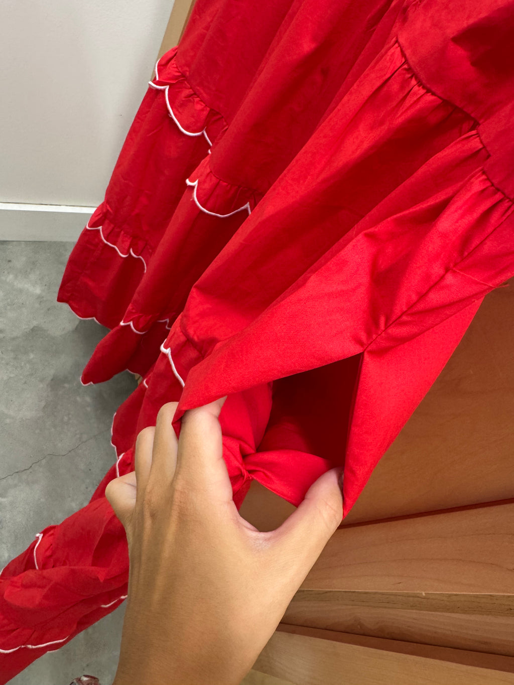 Plus Red Scalloped Dress