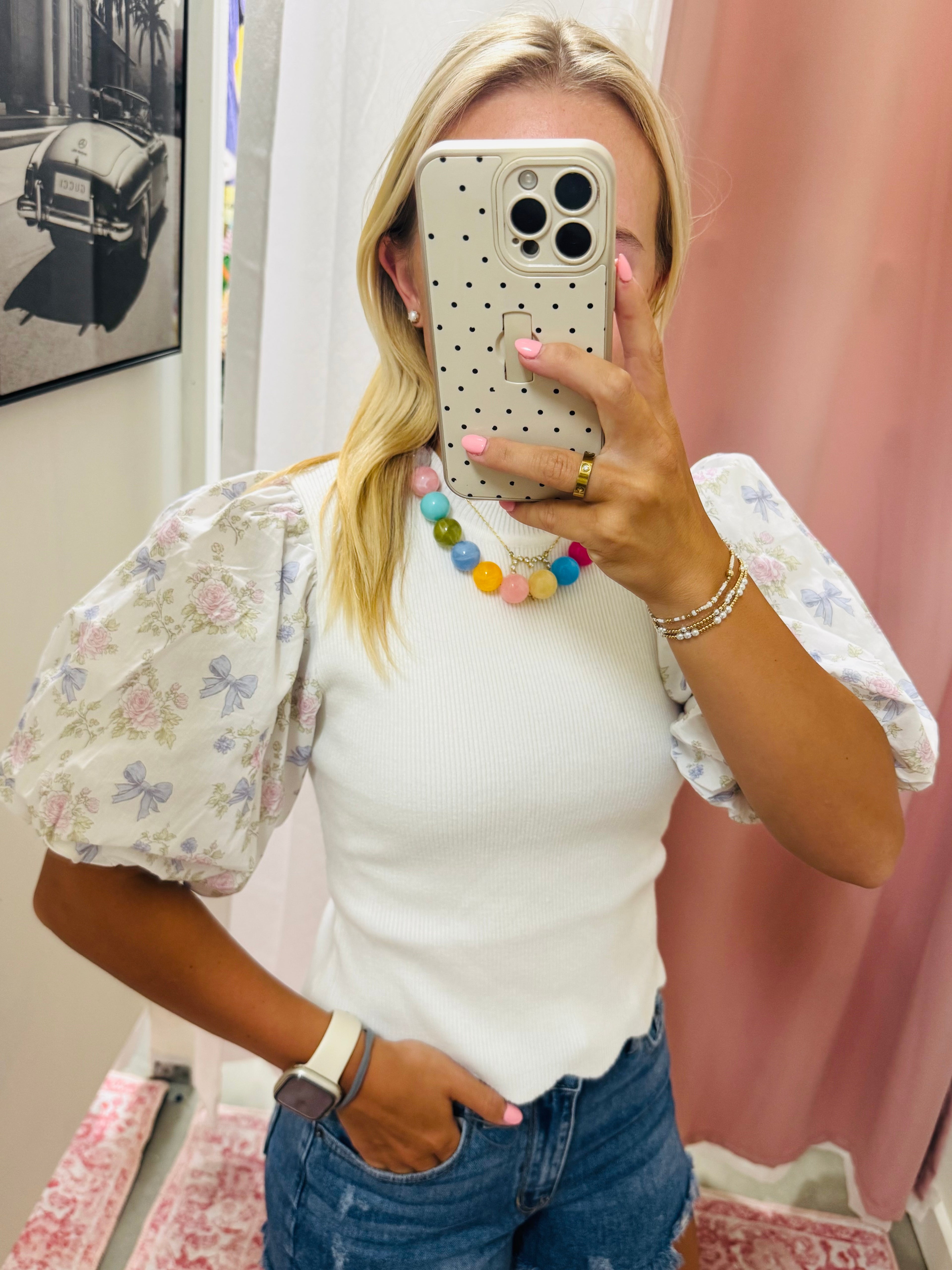 Floral Scalloped Knit Top