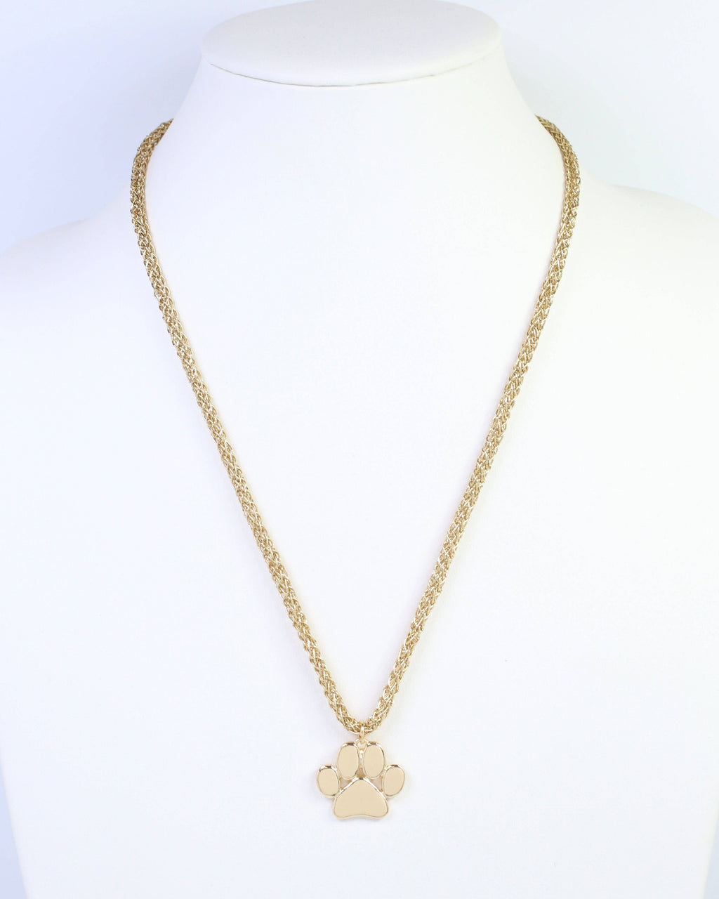 Cord Necklace Paw Print Gold