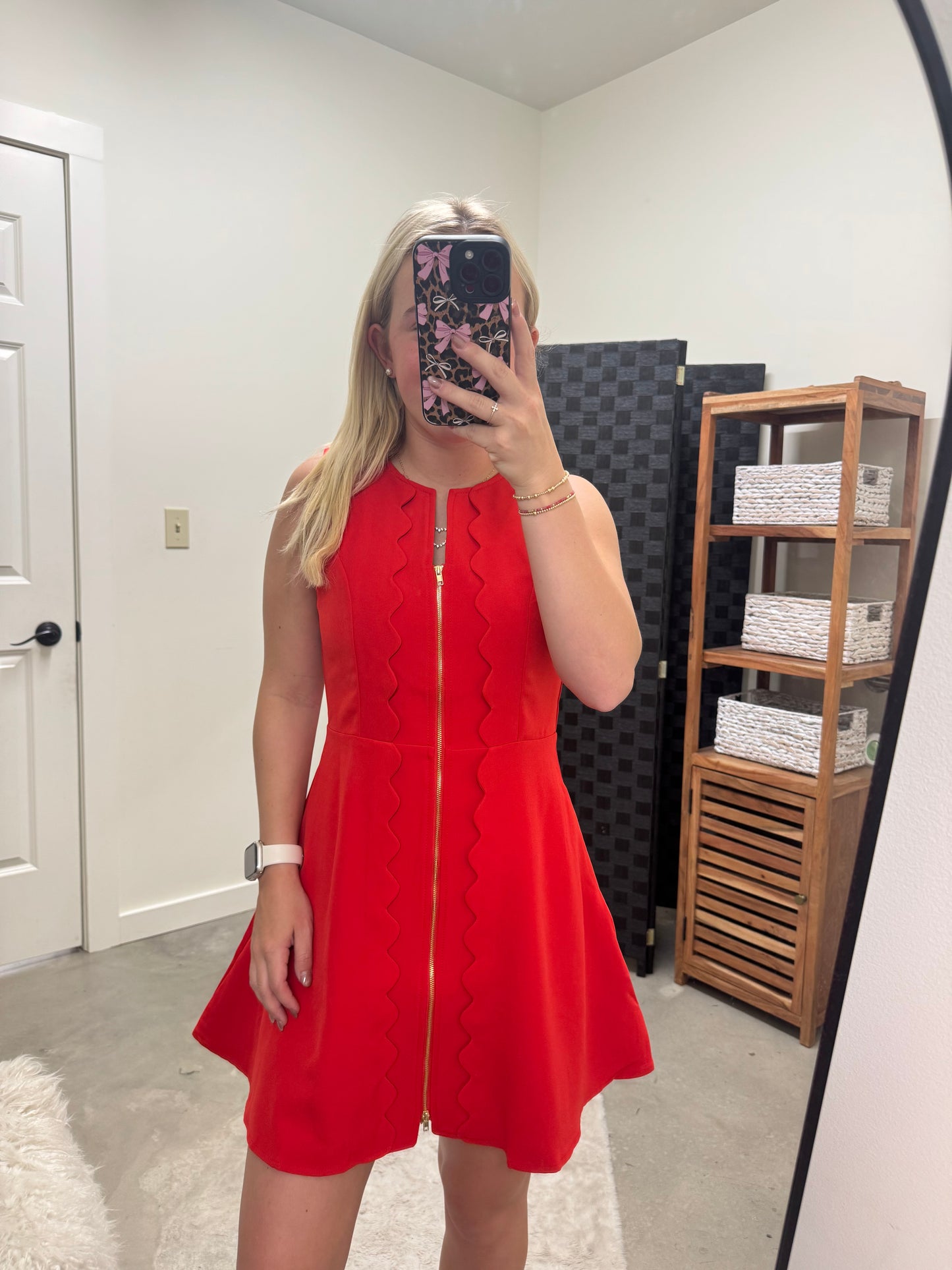 Zip Up Mini Red Dress