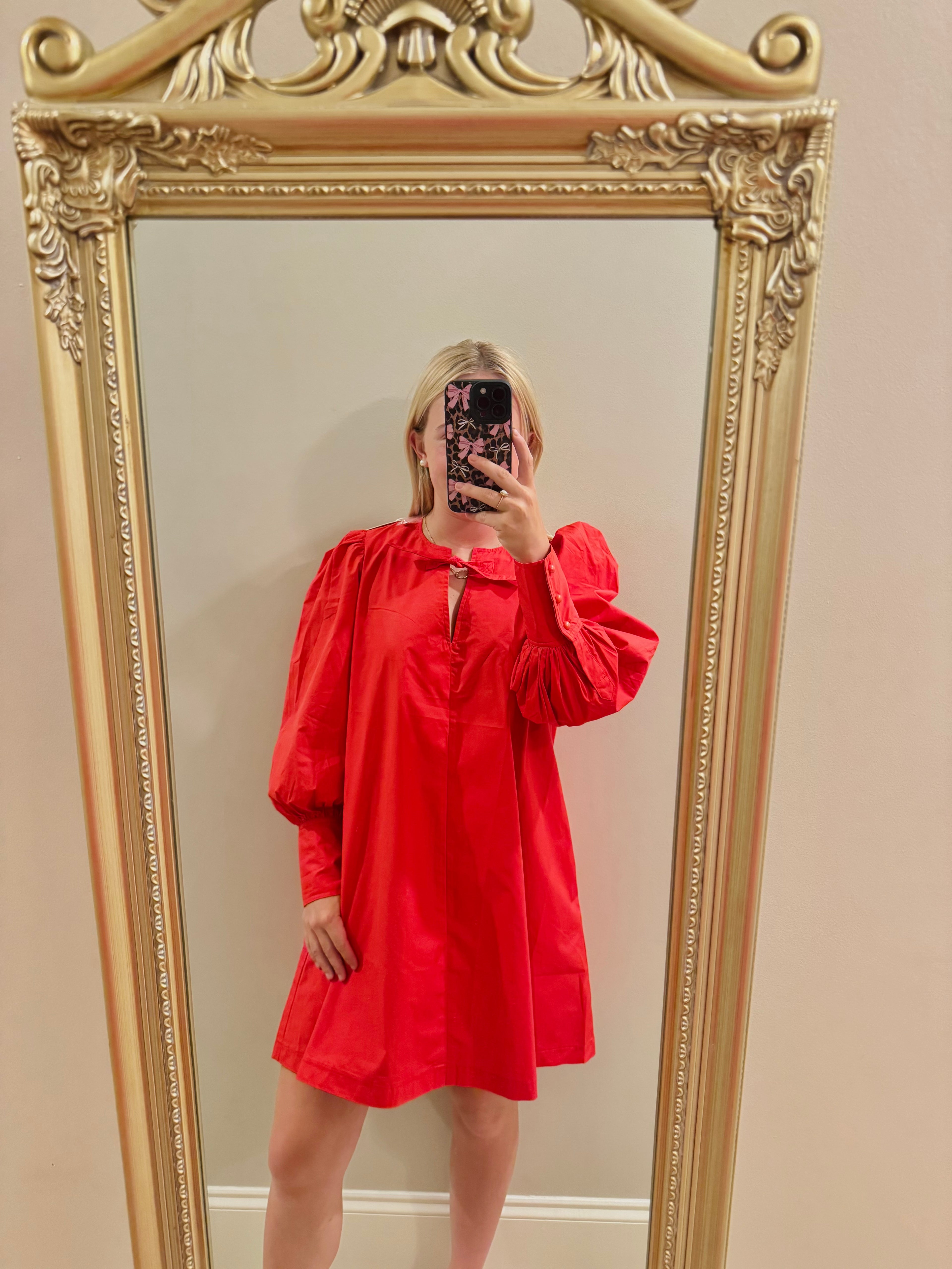 Long Sleeve Red Dress