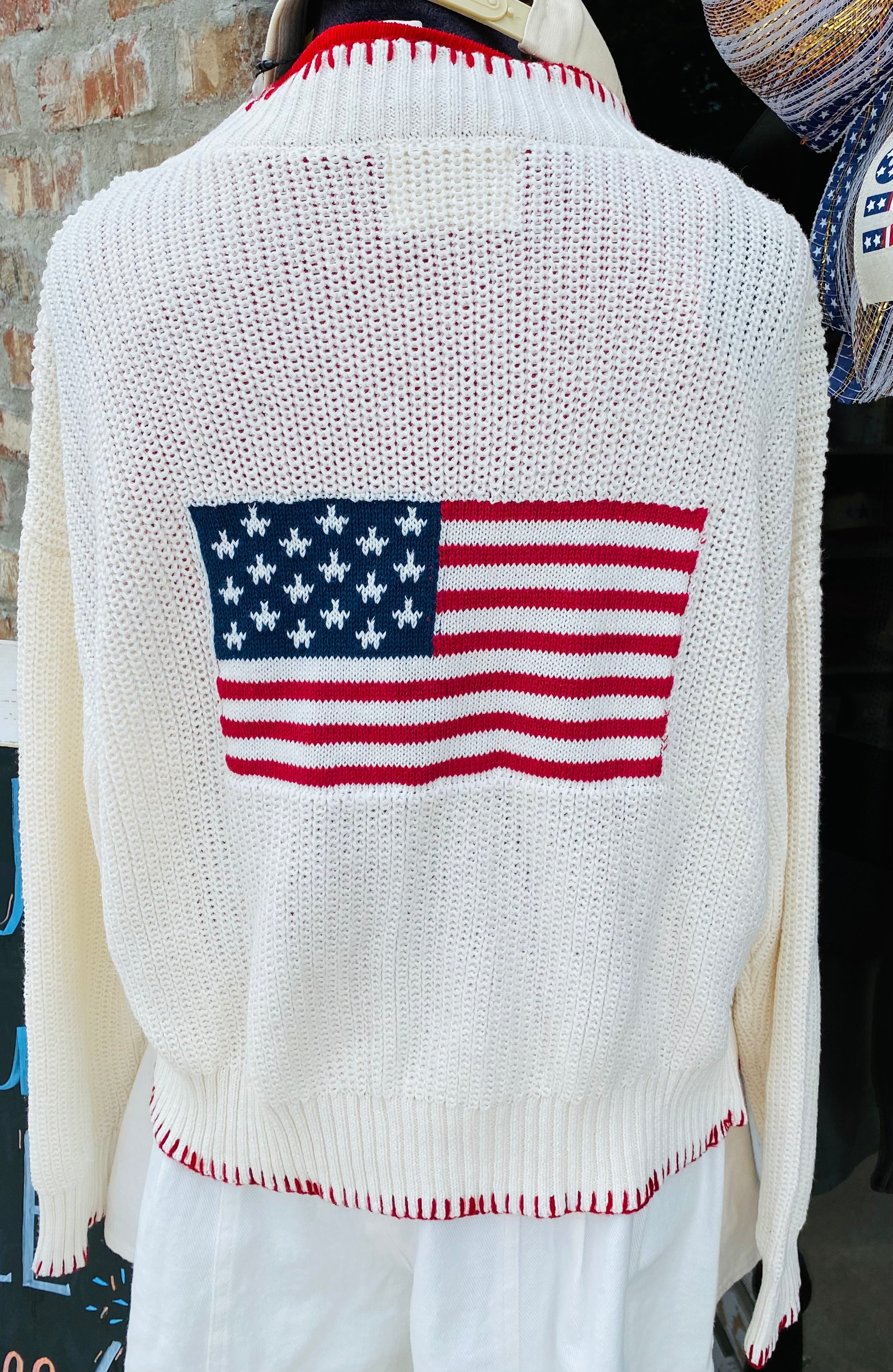 Cream Flag Cardigan