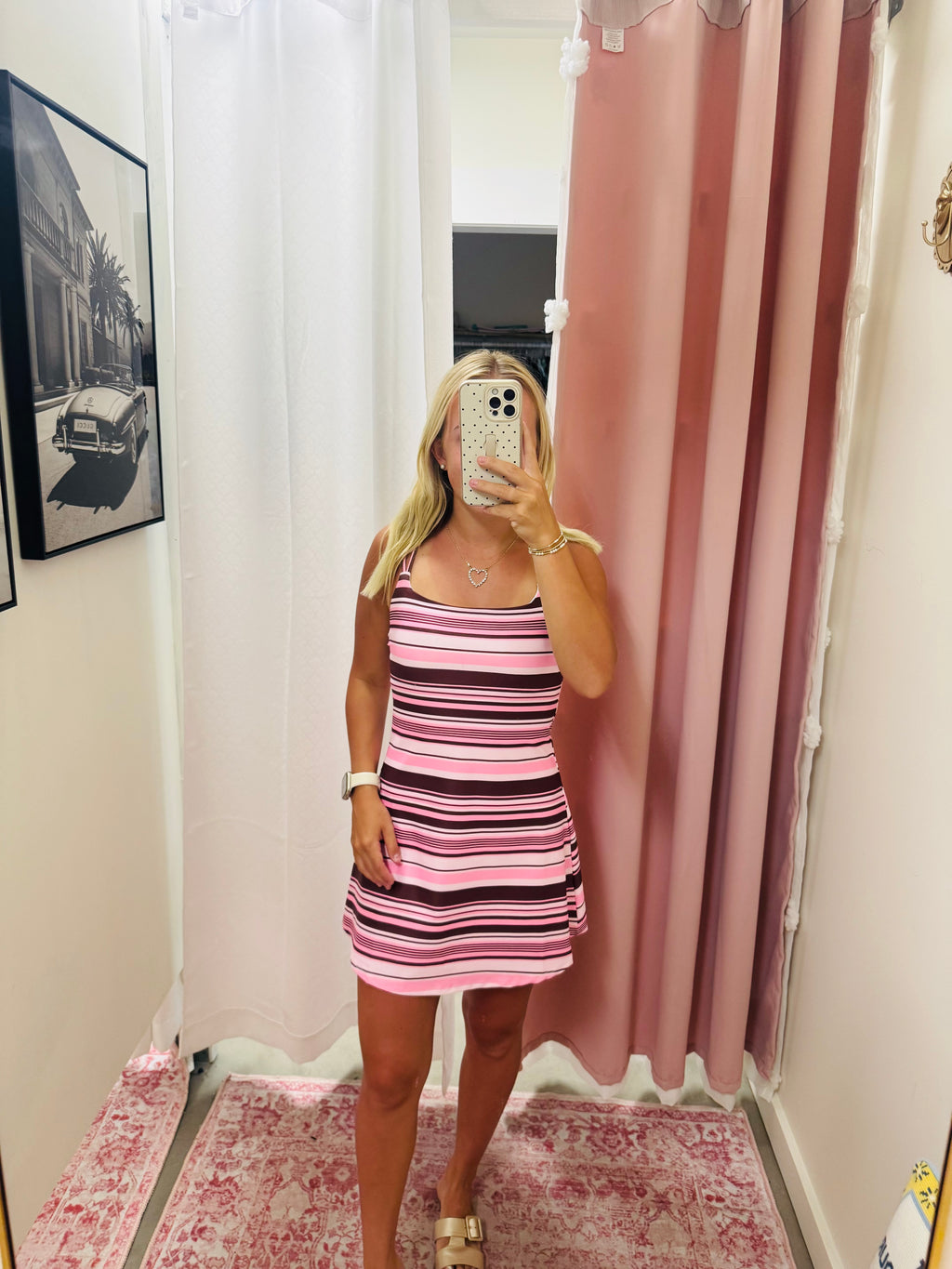 Brown and Pink Stripe Athletic Dress