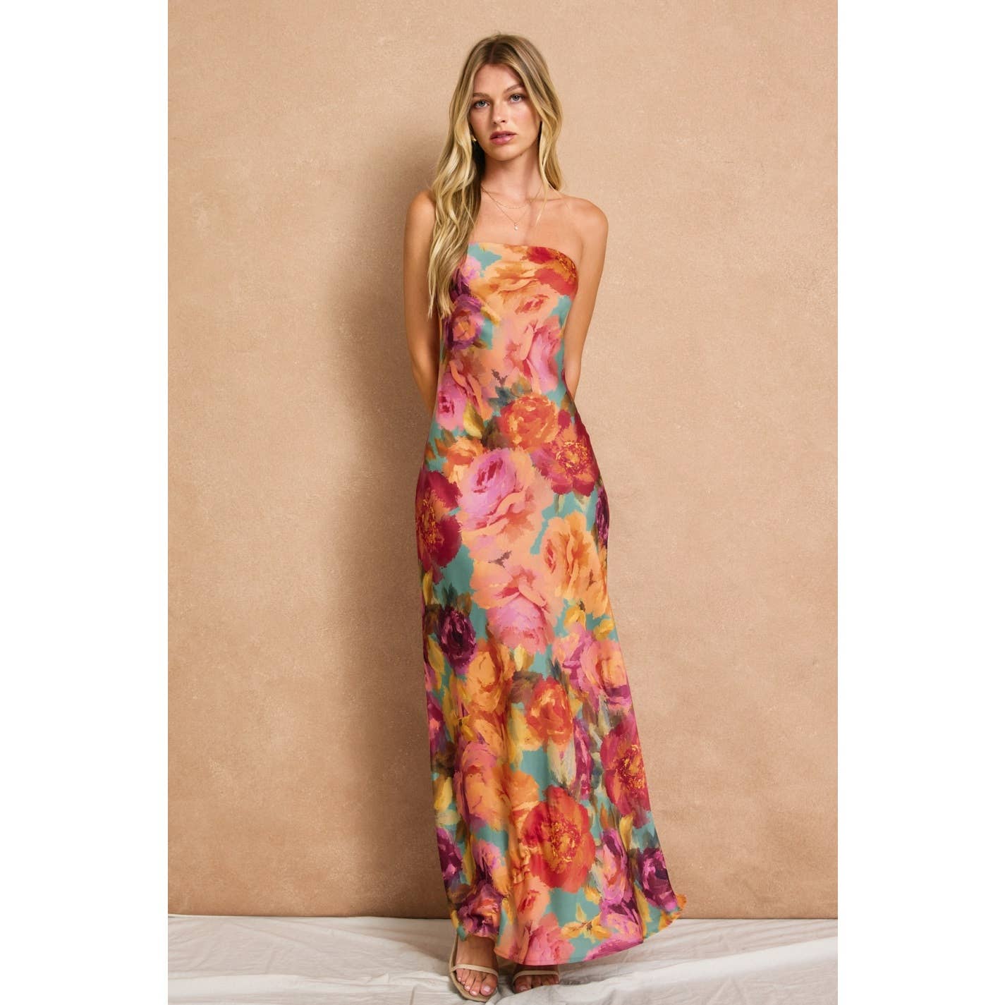 Strapless Floral Maxi Dress