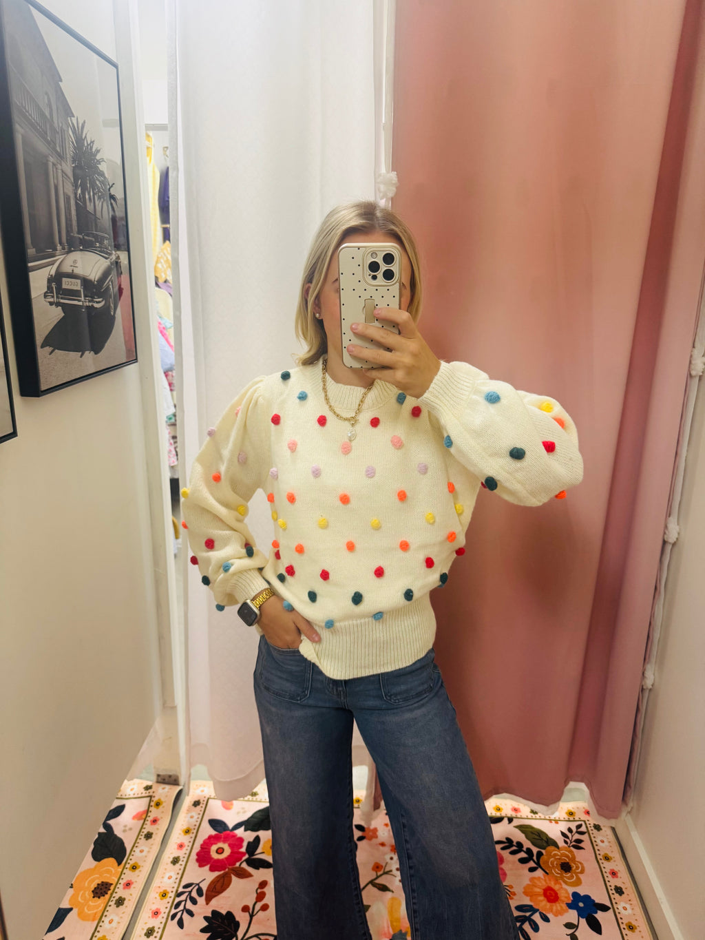 Colorful PomPom Sweater