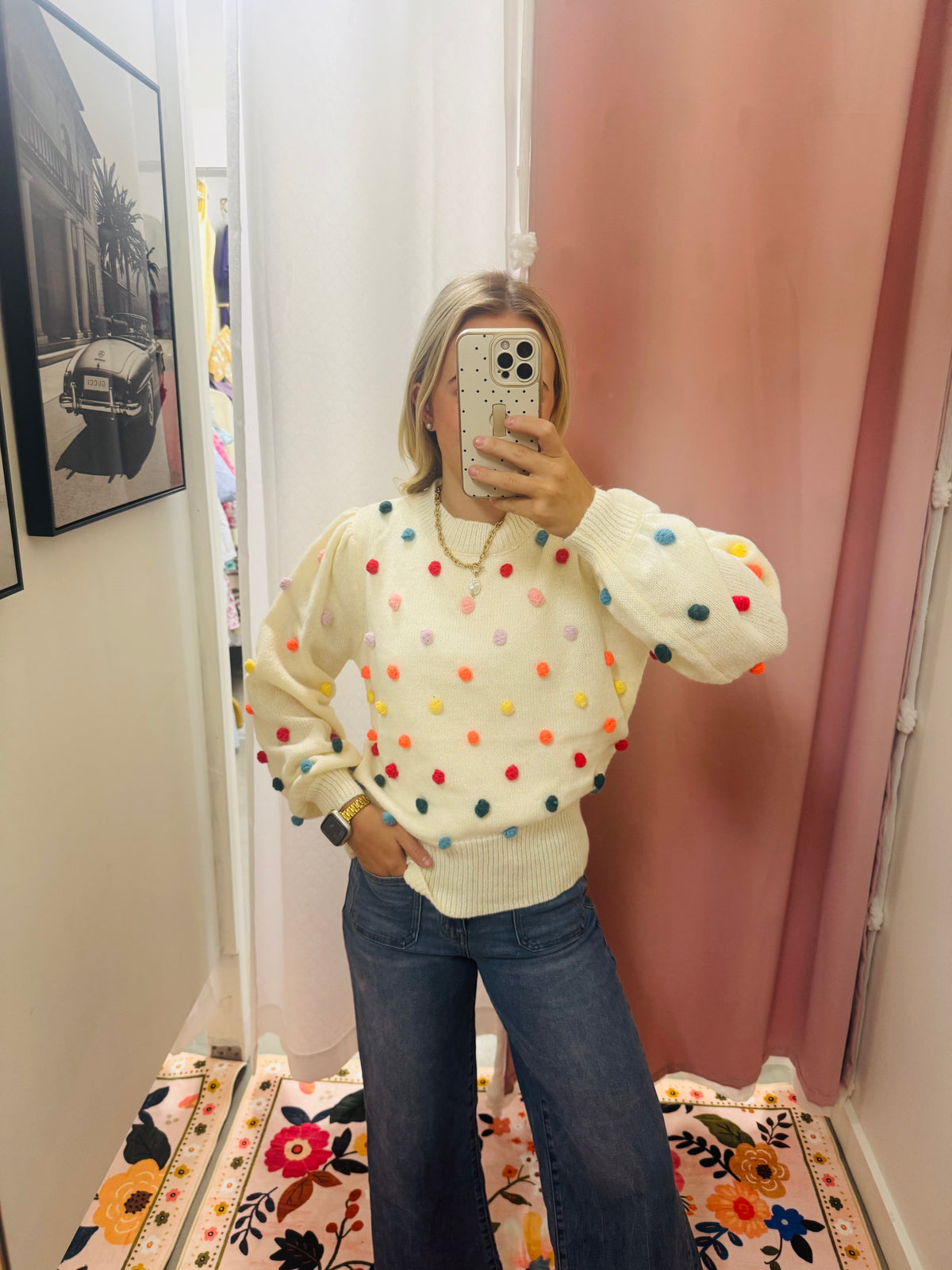 Colorful PomPom Sweater
