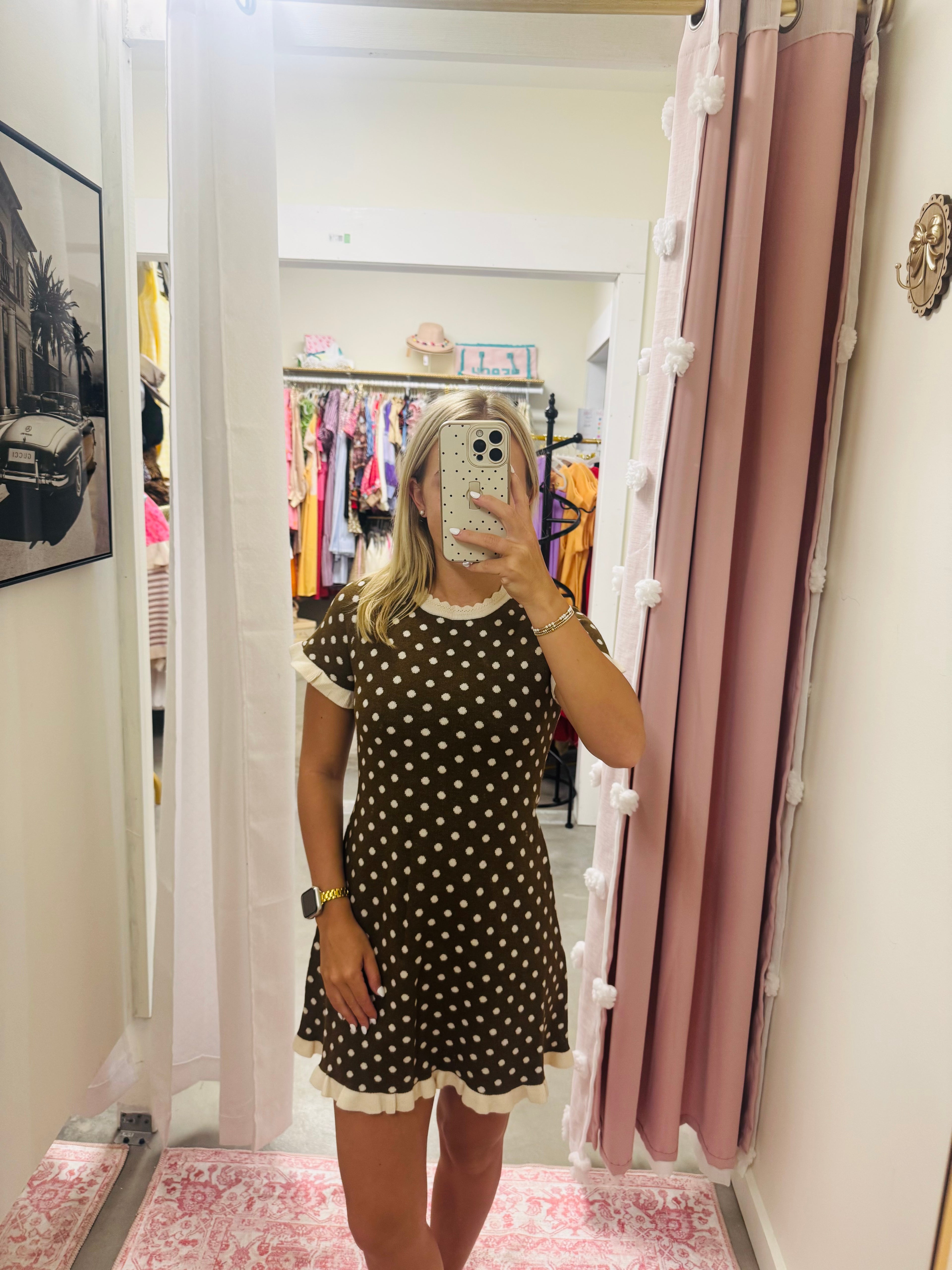 Brown Polka Dot Ruffle Dress