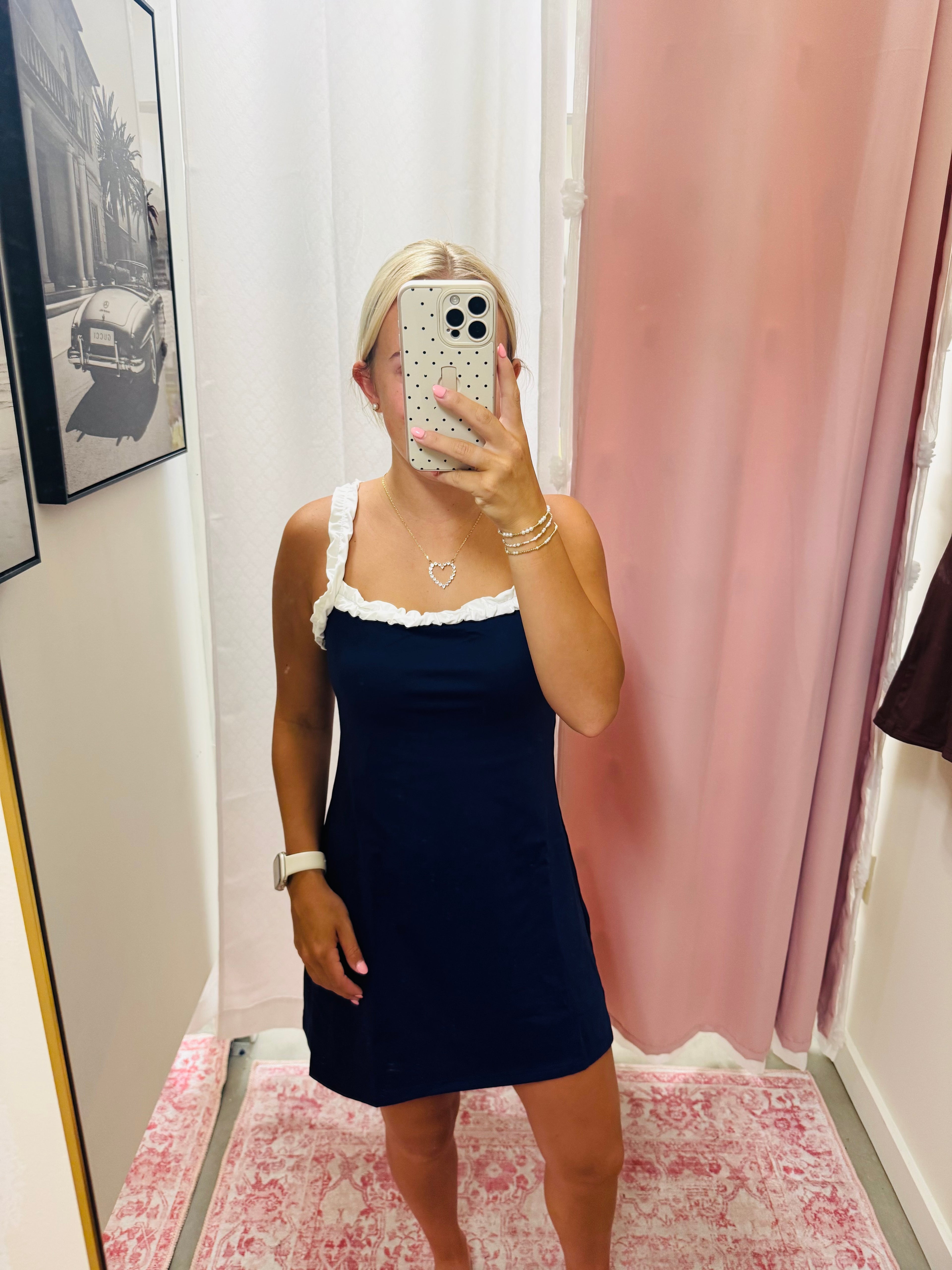 White and Navy Athletic Dress