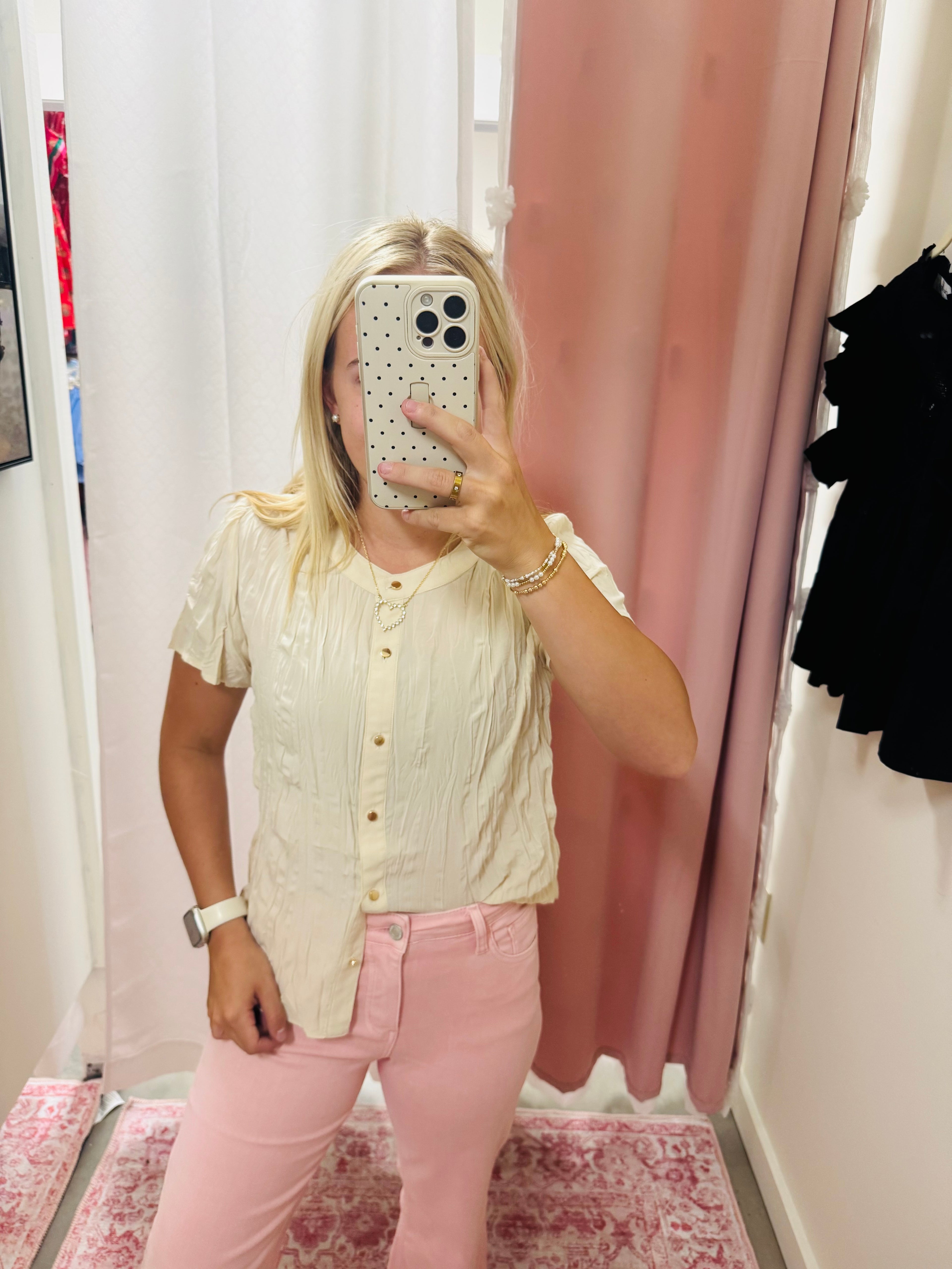 Crinkled Golden Button Up