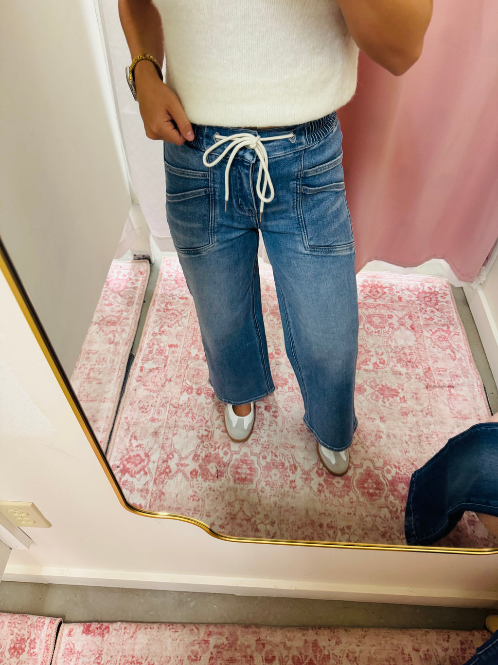 Drawstring Wide Leg Jean