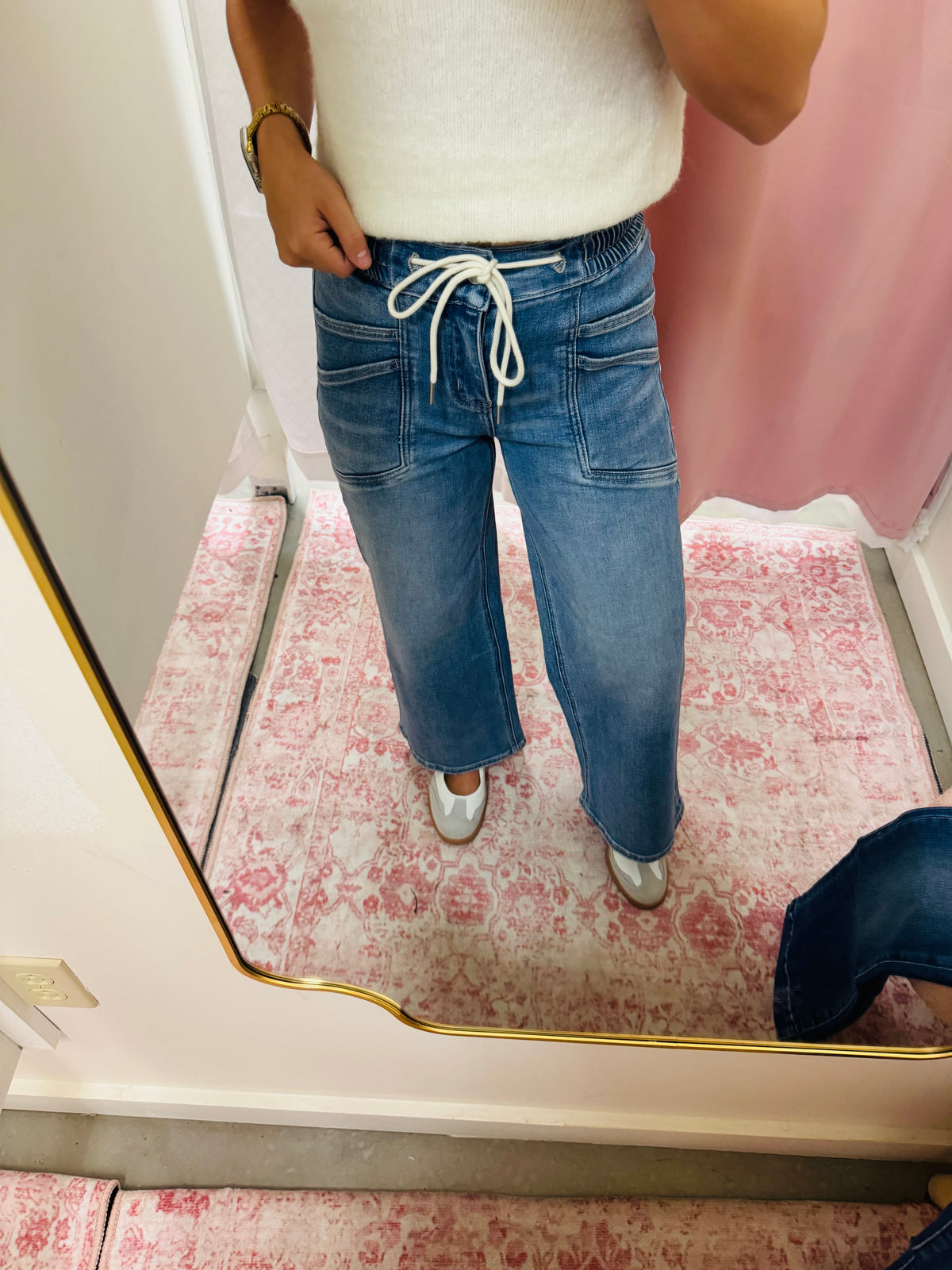 Drawstring Wide Leg Jean