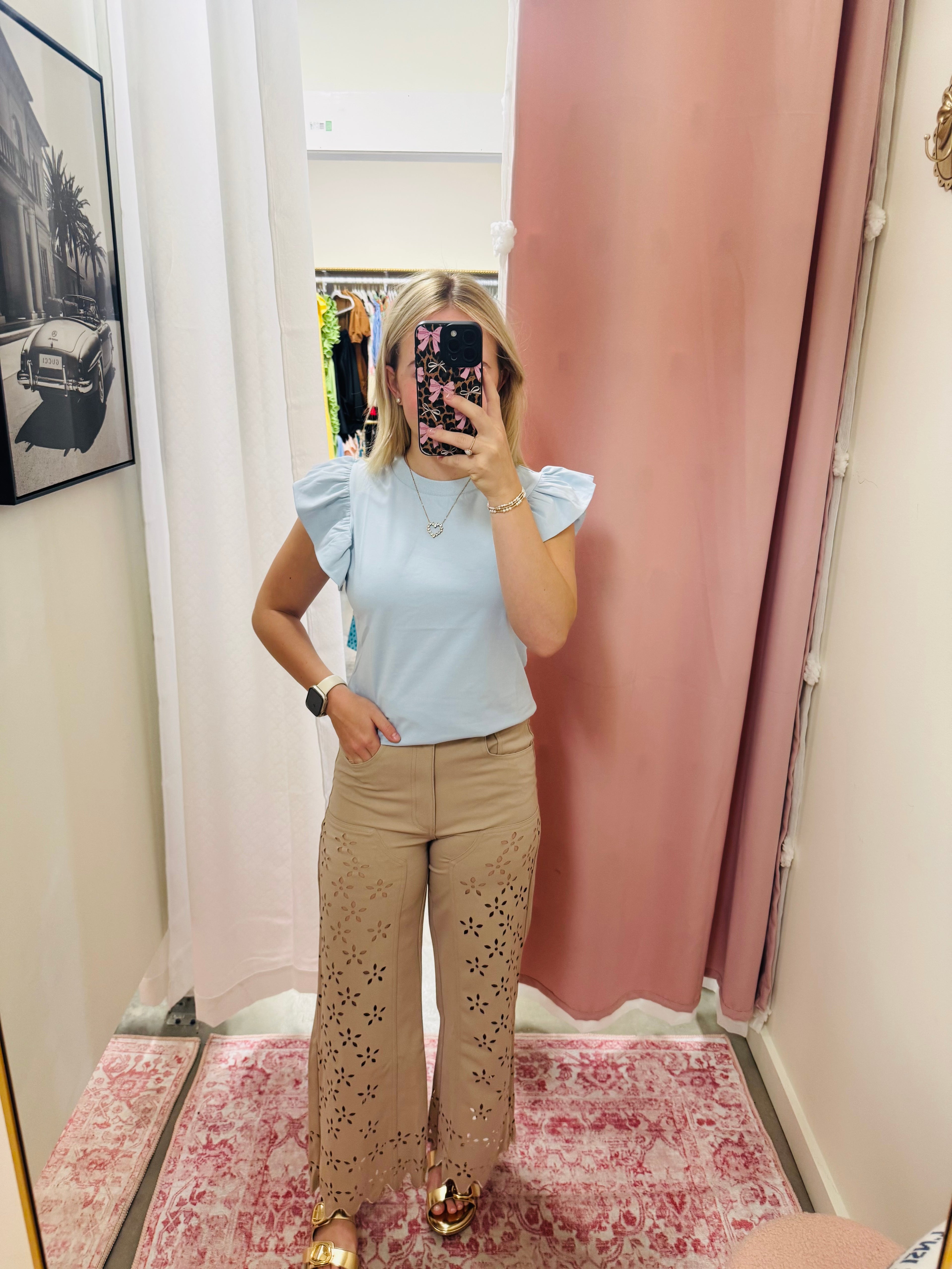 Baby Blue Flutter Sleeve Top