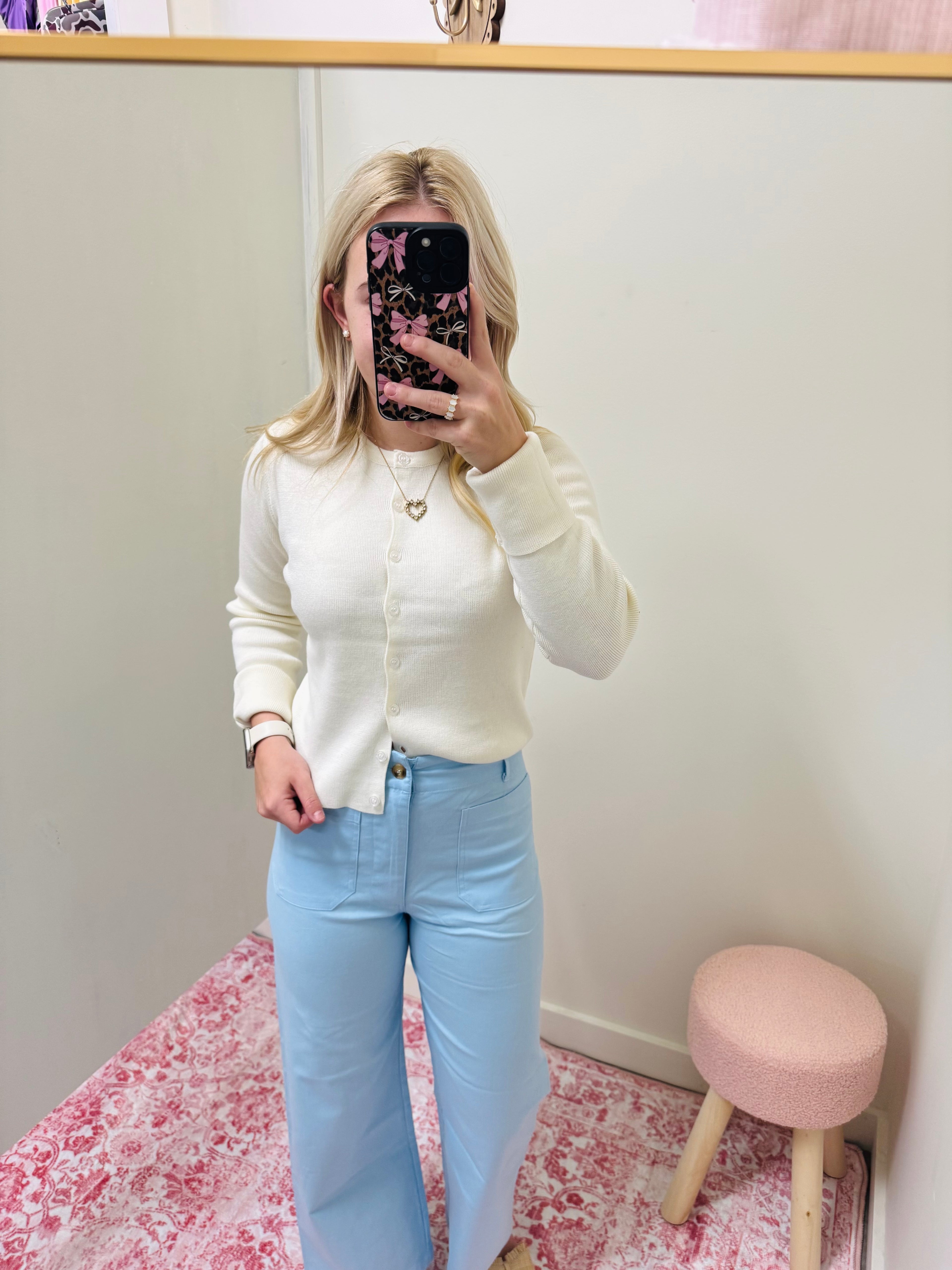 Cream Classic Ribbed Cardigan