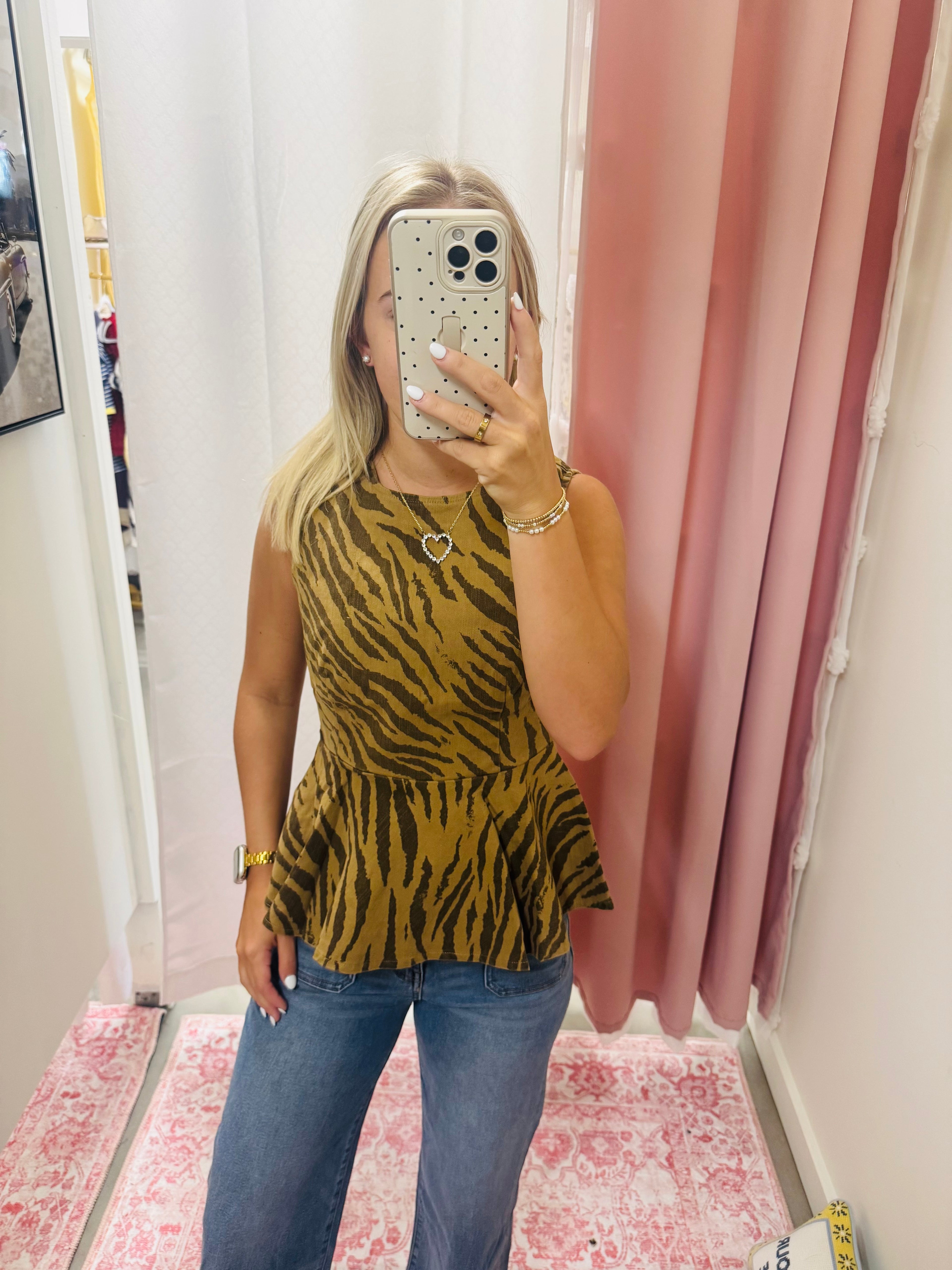 Brown Tiger Peplum Top