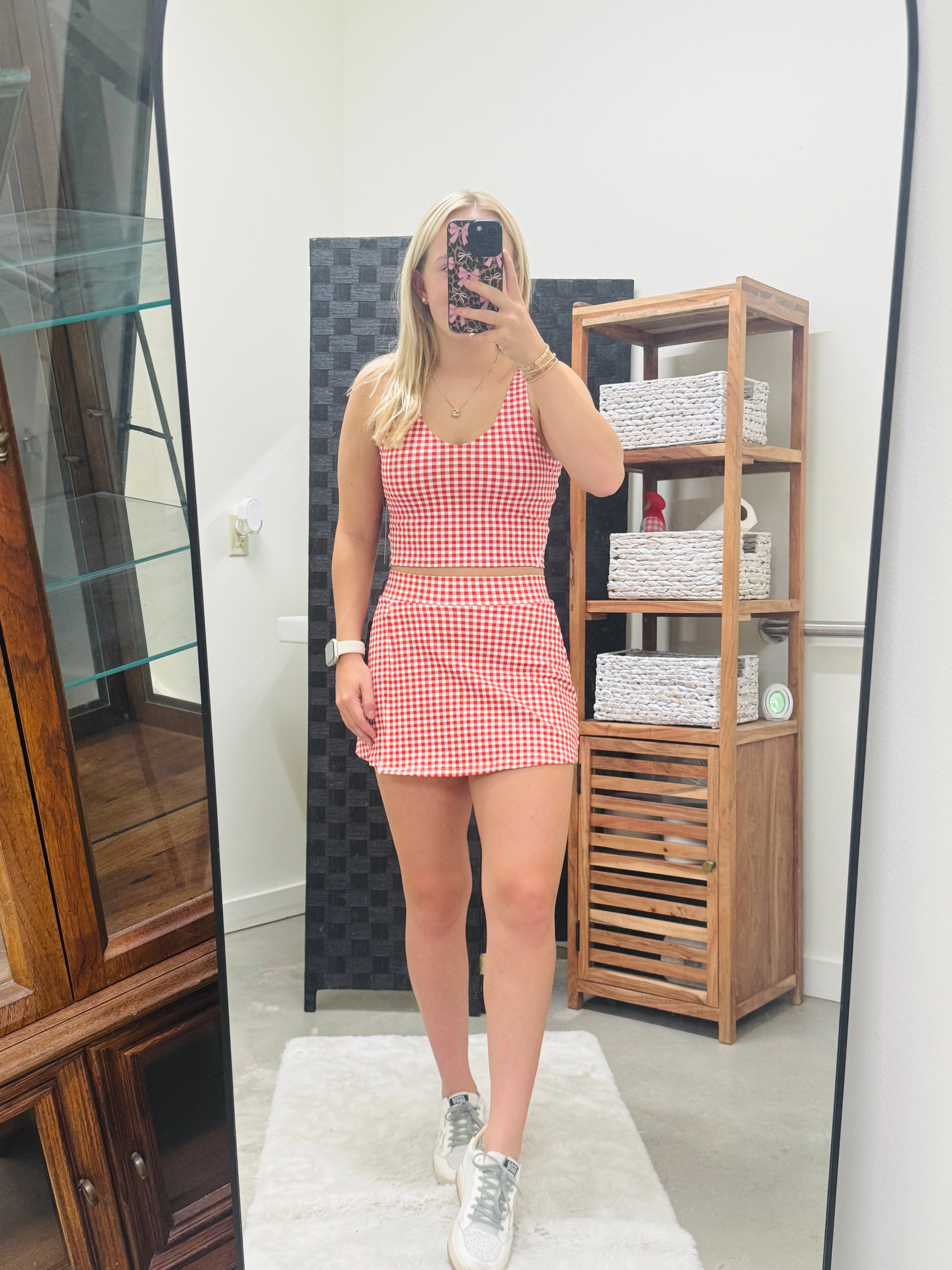 Red Gingham Crop Tank